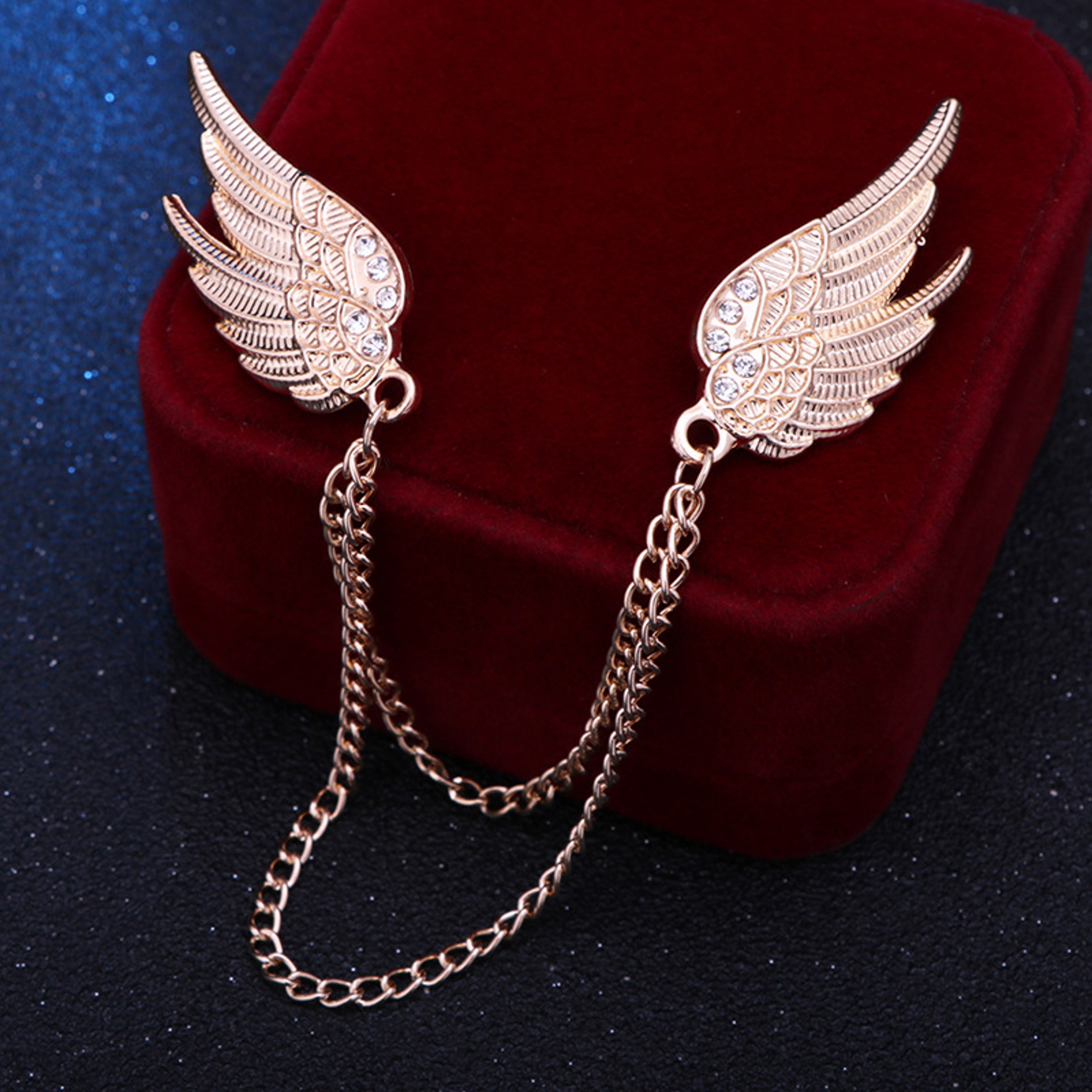 Elegant Decorative Jewelry Accessory, Korean Angel Wings Brooch with Tassel Chain for Shirt Suit – view 2