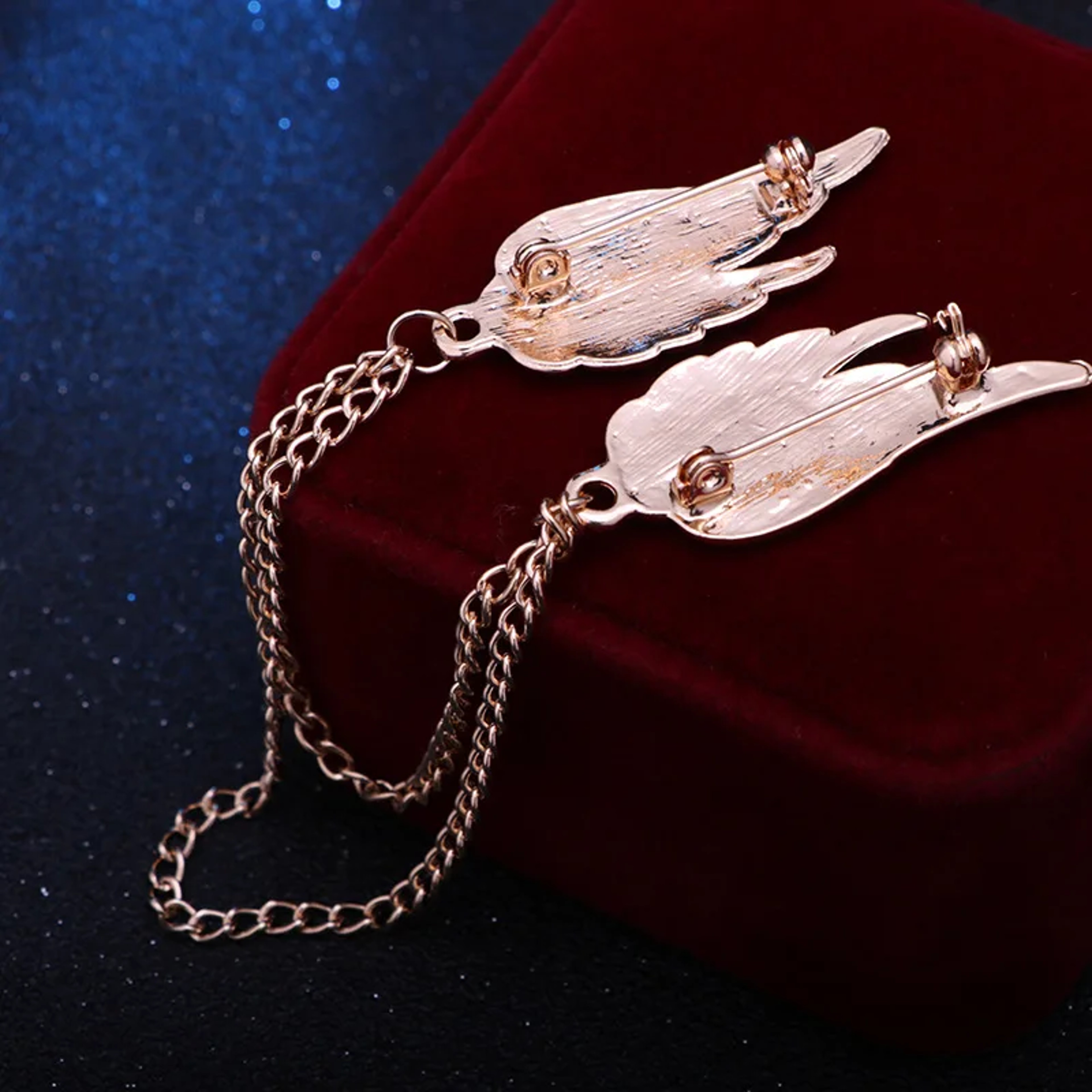 Elegant Decorative Jewelry Accessory, Korean Angel Wings Brooch with Tassel Chain for Shirt Suit – view 5