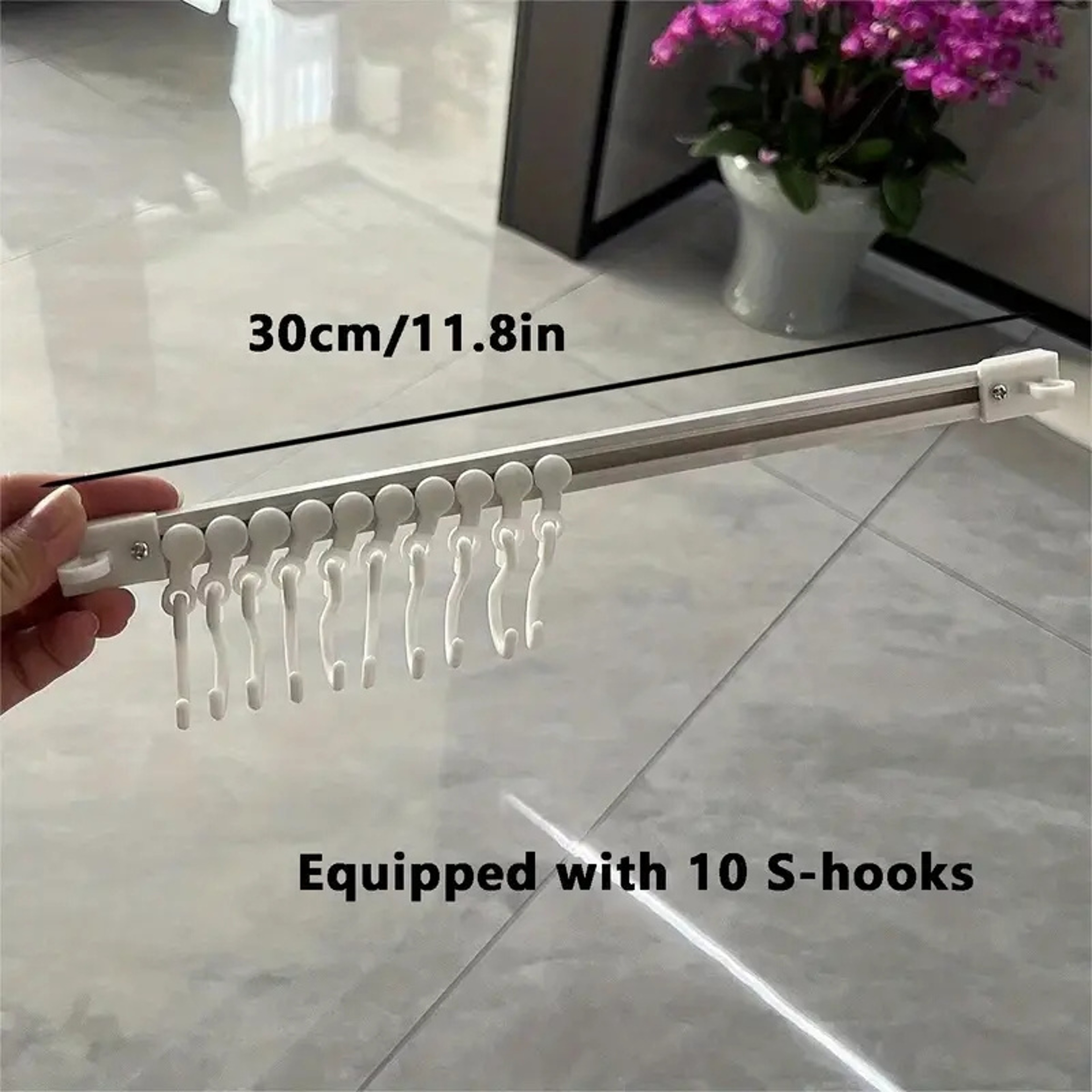 Kitchen Storage Rack Adhesive, Space-Saving with Sliding Hooks, Easy Organization, No Drilling, Christmas Storage – view 3