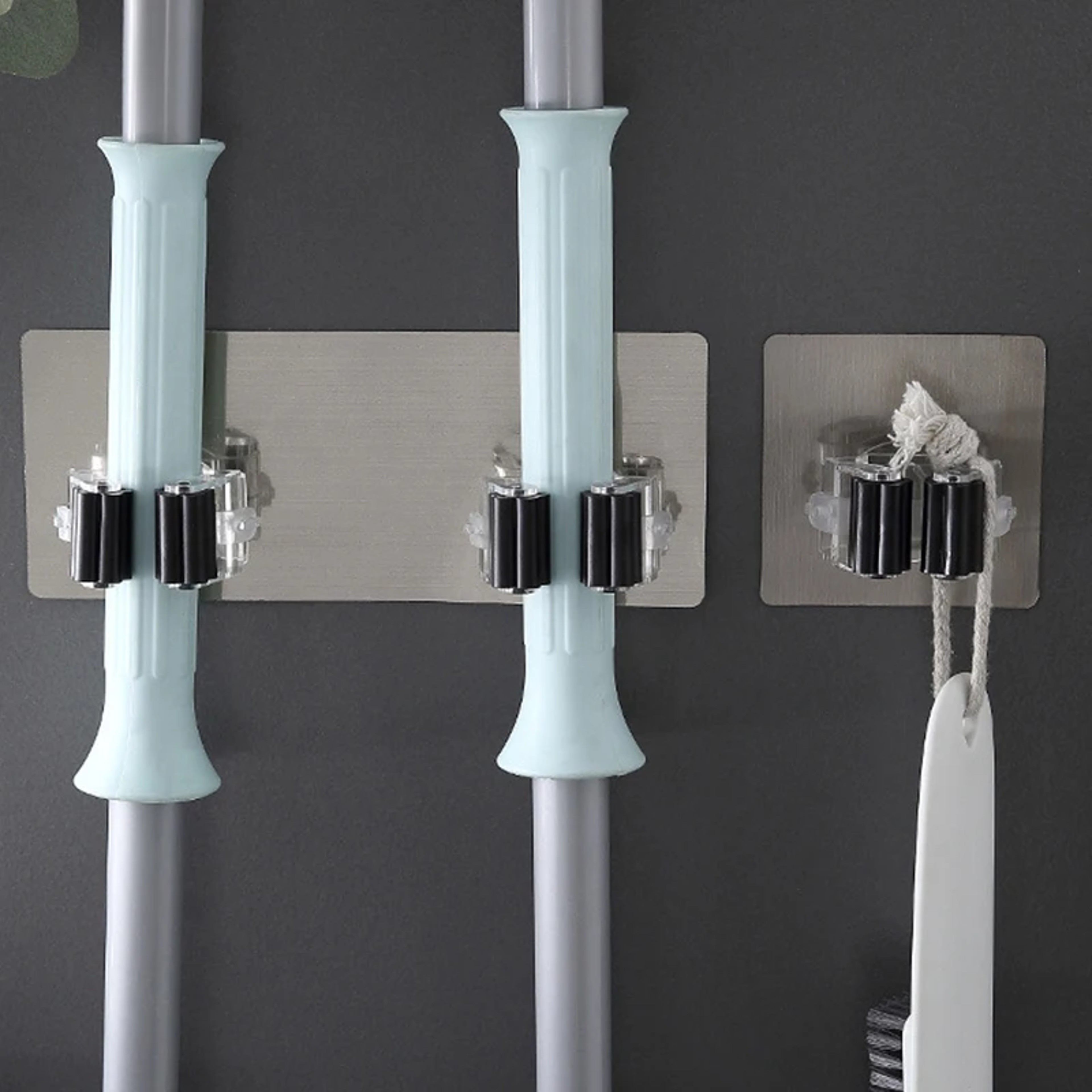 No Nail Mop Hook Multi Functional Traceless Mop Holder Double Head Strong Adhesive Household Clip 1