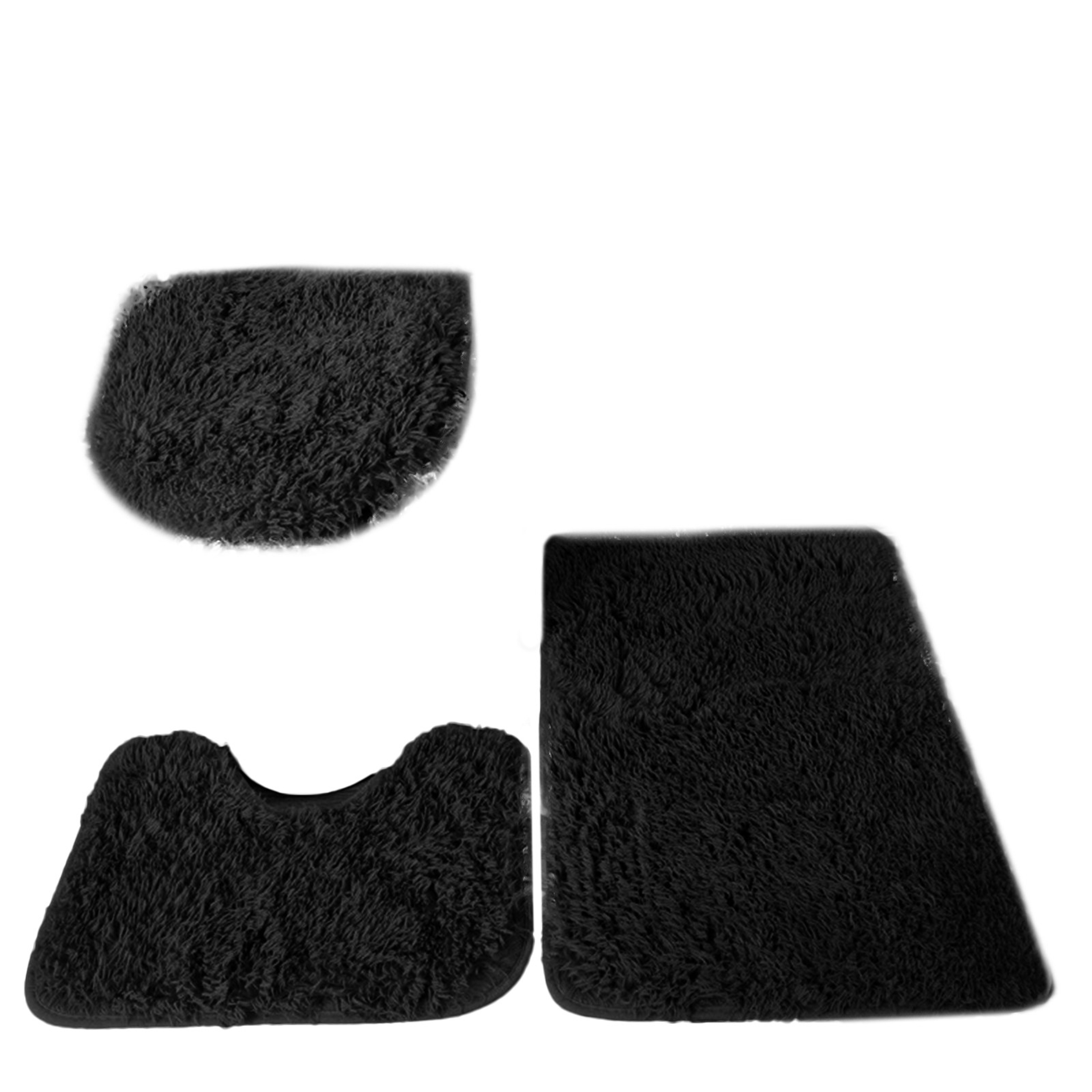 Fluffy Home Carpets for Bathroom, Bathmats Rugs Kit Non-Slip, Toilet Lid Cover, Bathroom Set Rug Mat Plain Color – view 7