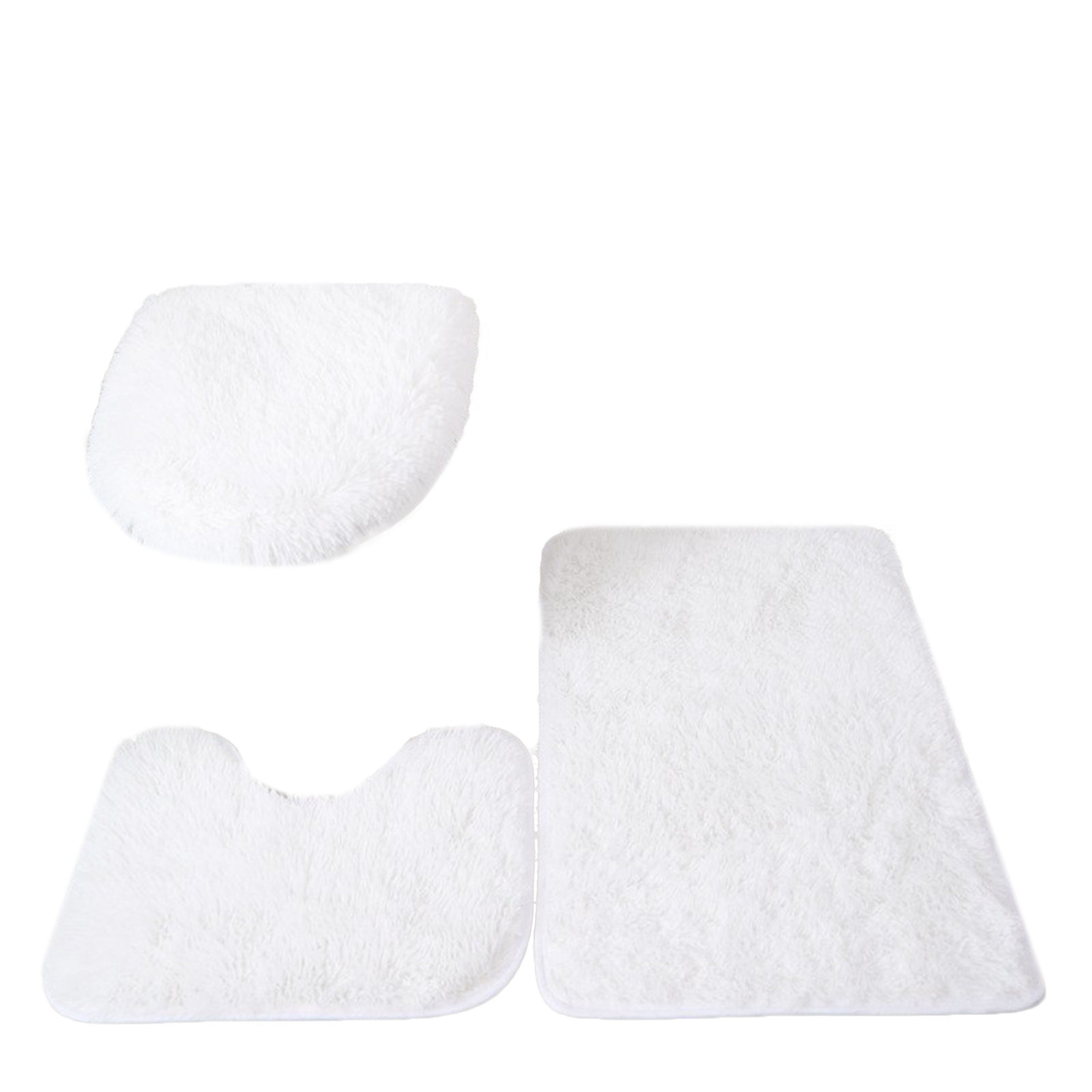 Fluffy Home Carpets for Bathroom, Bathmats Rugs Kit Non-Slip, Toilet Lid Cover, Bathroom Set Rug Mat Plain Color – view 8