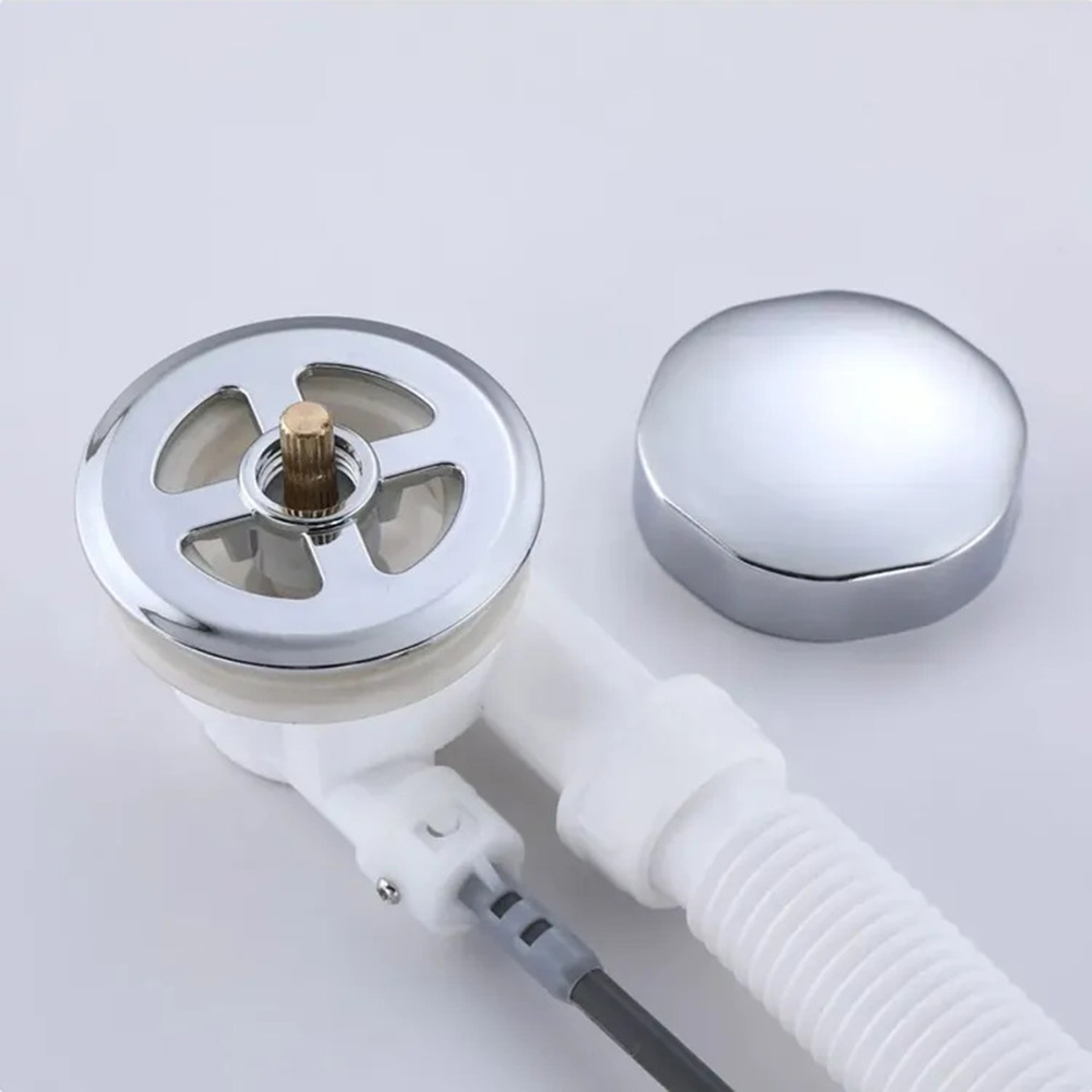Bathroom Accessories Set, Bathtub Rotating Knob with Chrome Overflow Prevention and Bath Control – view 2