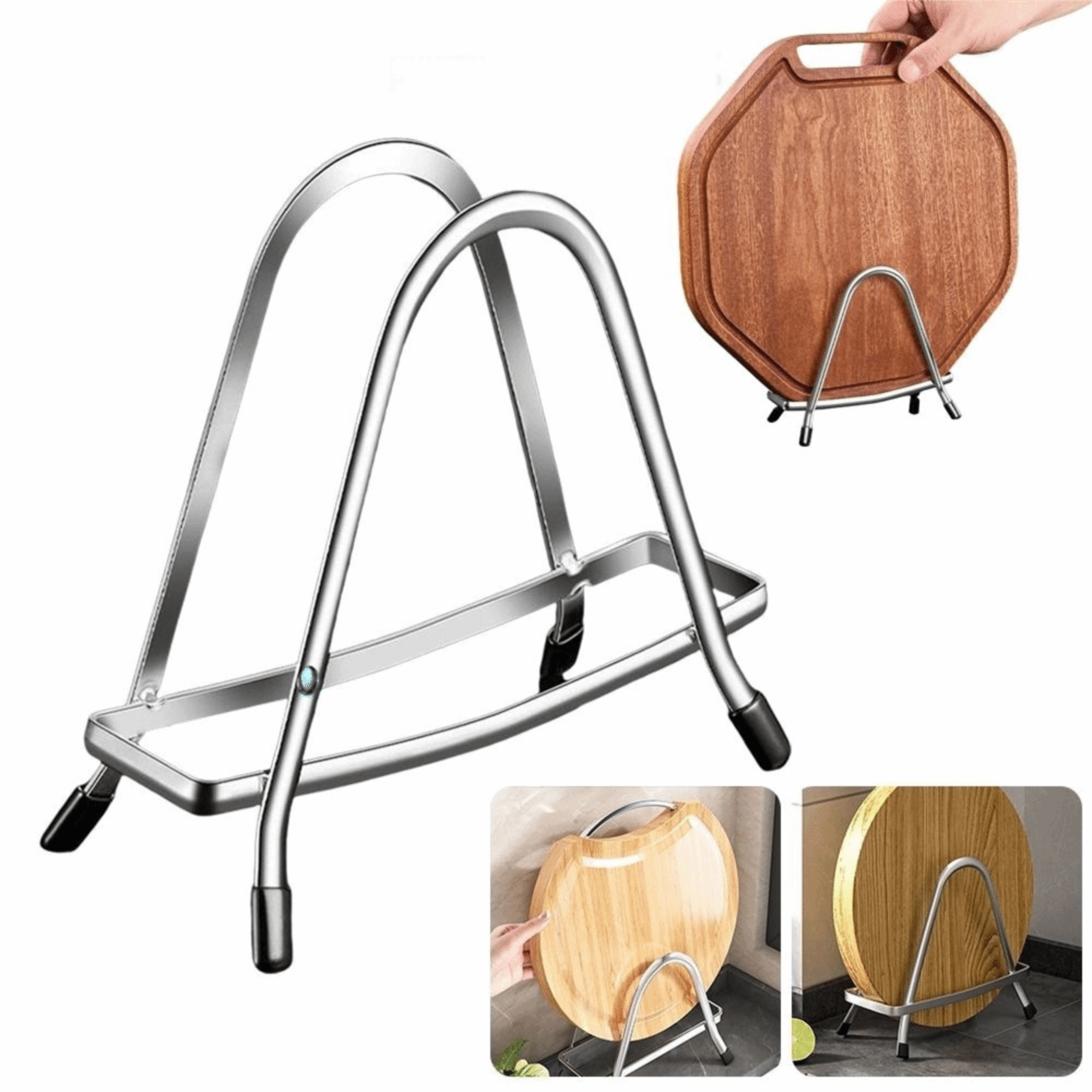 Rustproof Space Saving Cutting Board Organizer, Portable Stainless Steel Kitchen Storage Rack – view 4