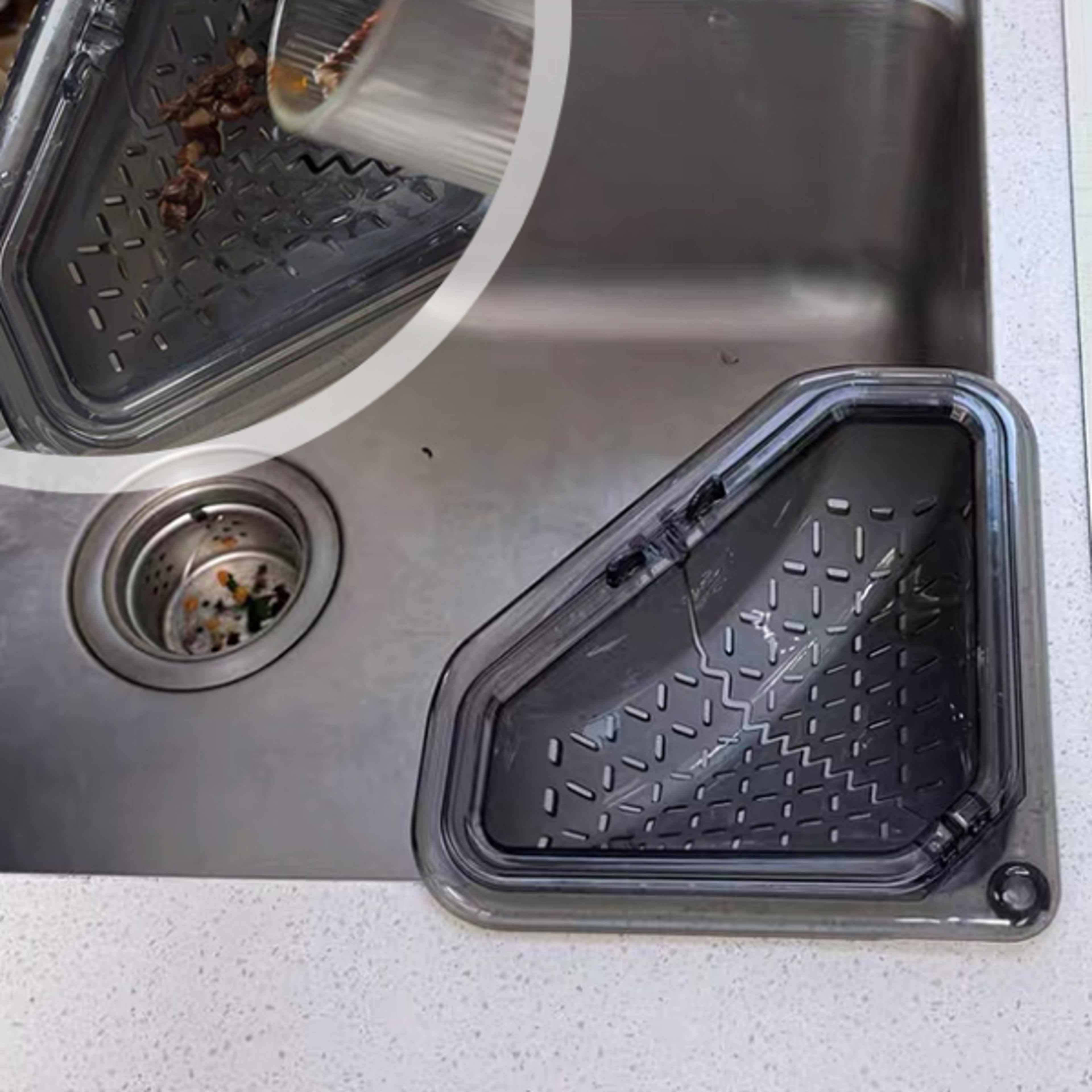 Magnetic Triangle Drain Basket Draining Storage Sink Rack TouchFree Food Catcher For Kitchen Sink C