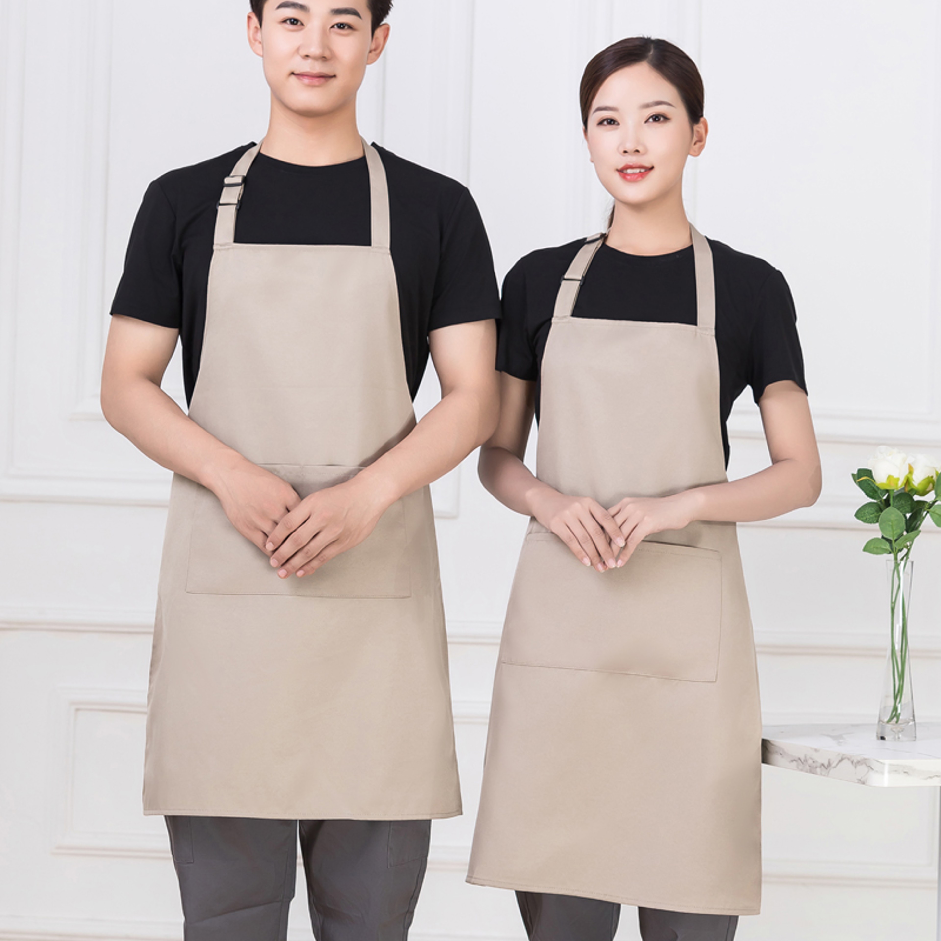 Custom Women's Kitchen Apron, Chef Work Apron for Grill, Restaurant, Bar Cafes, Beauty & Nails Studios Logo Design – view 5