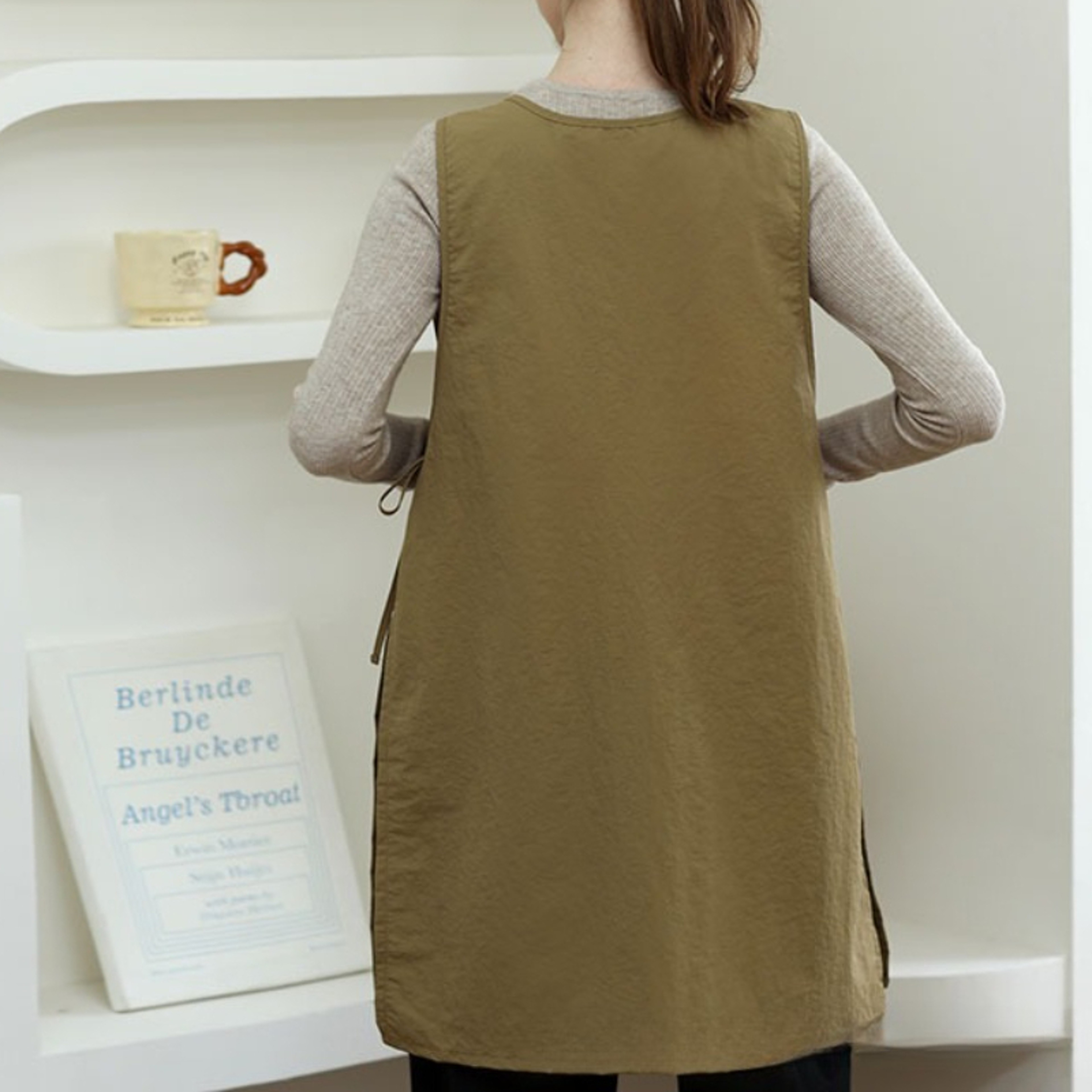 Waterproof Kitchen Apron with Pockets for Women, Anti-Dirty Long Vest, Perfect for Painting and Working – view 3