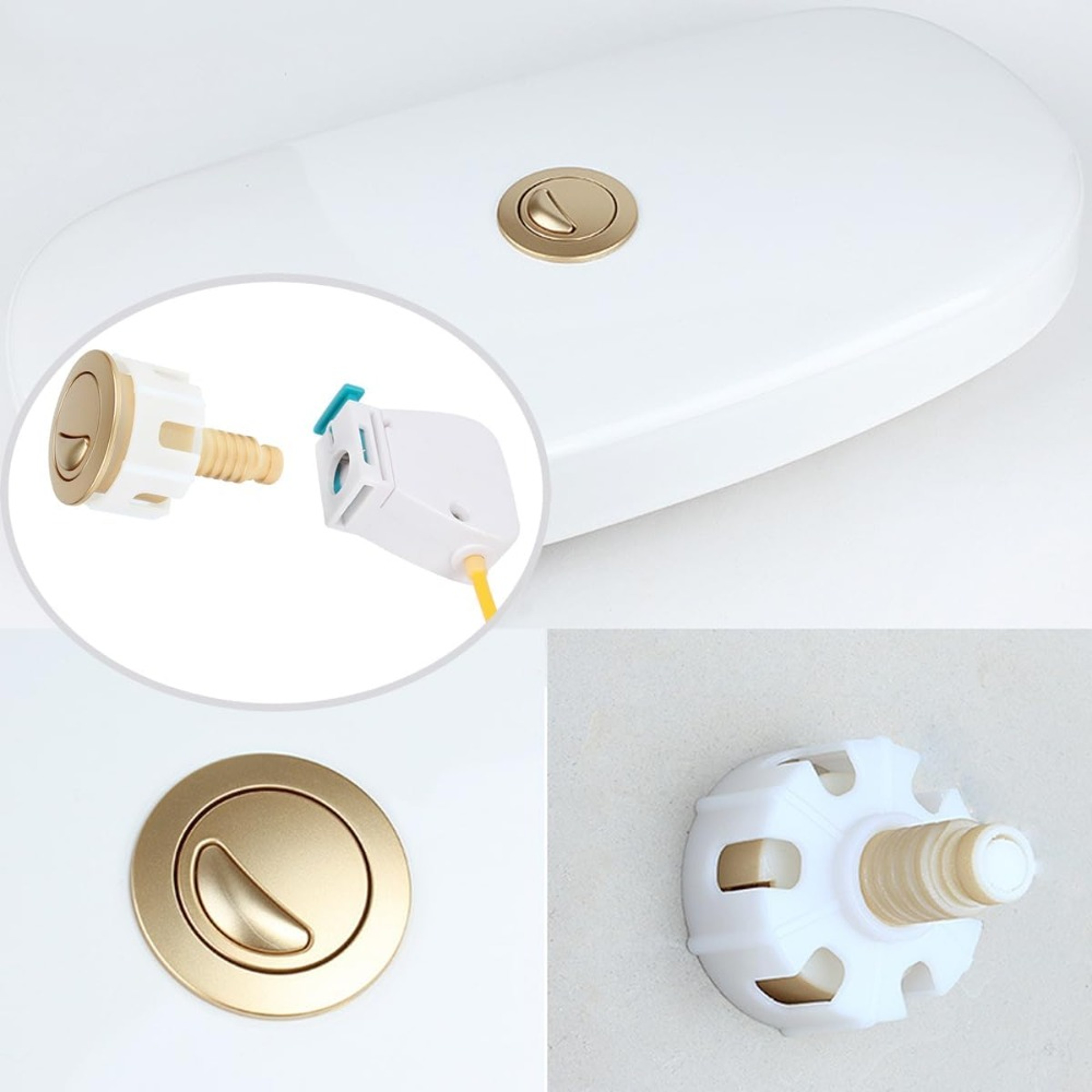 Cistern Flusher Replacement Push Button, Easy Install Golden Plated Toilet Flush Button, Bathroom Upgrade Parts – view 5