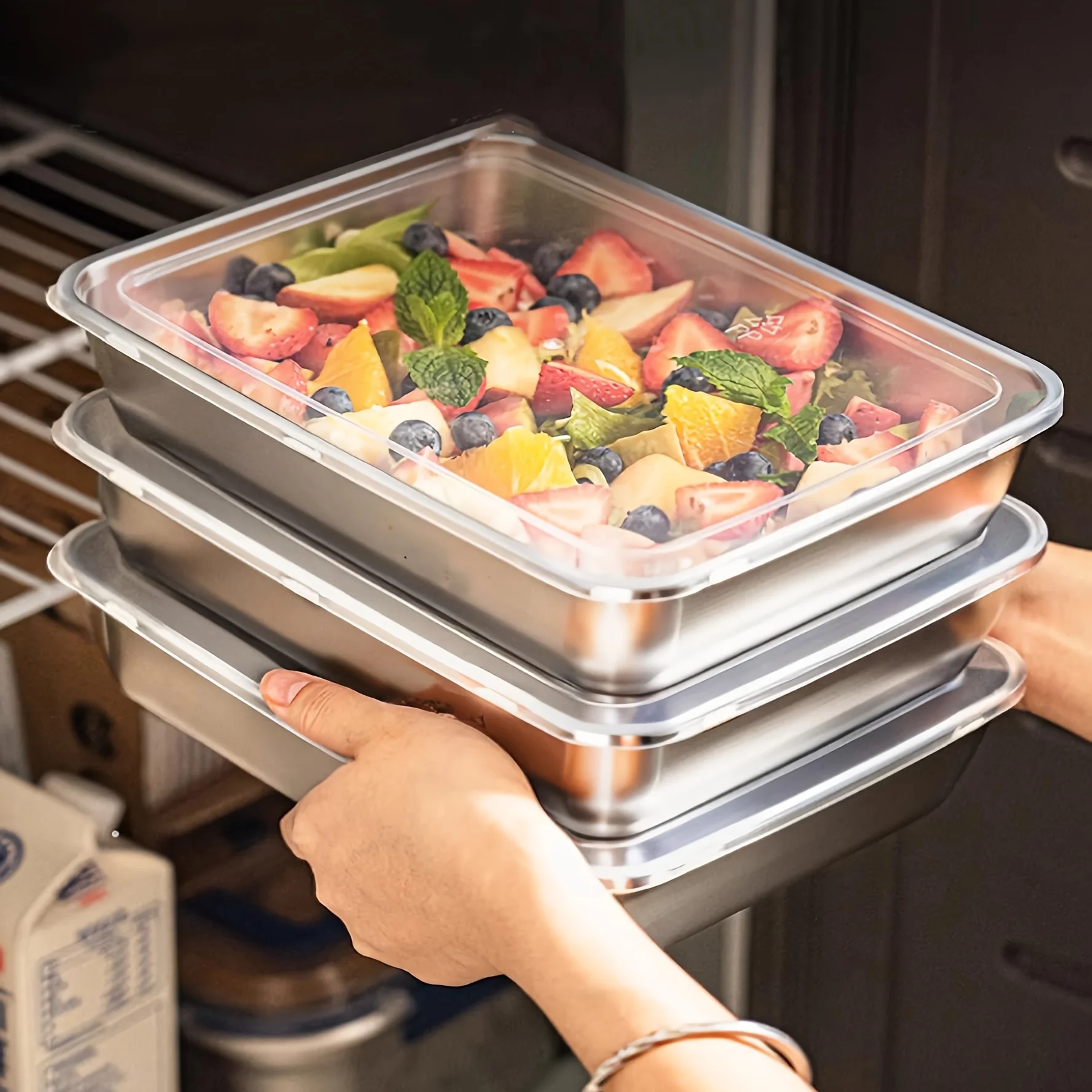 Leakproof Stainless Steel Food Containers - Stackable with Clear Lids for Home & Meal Prep – view 1