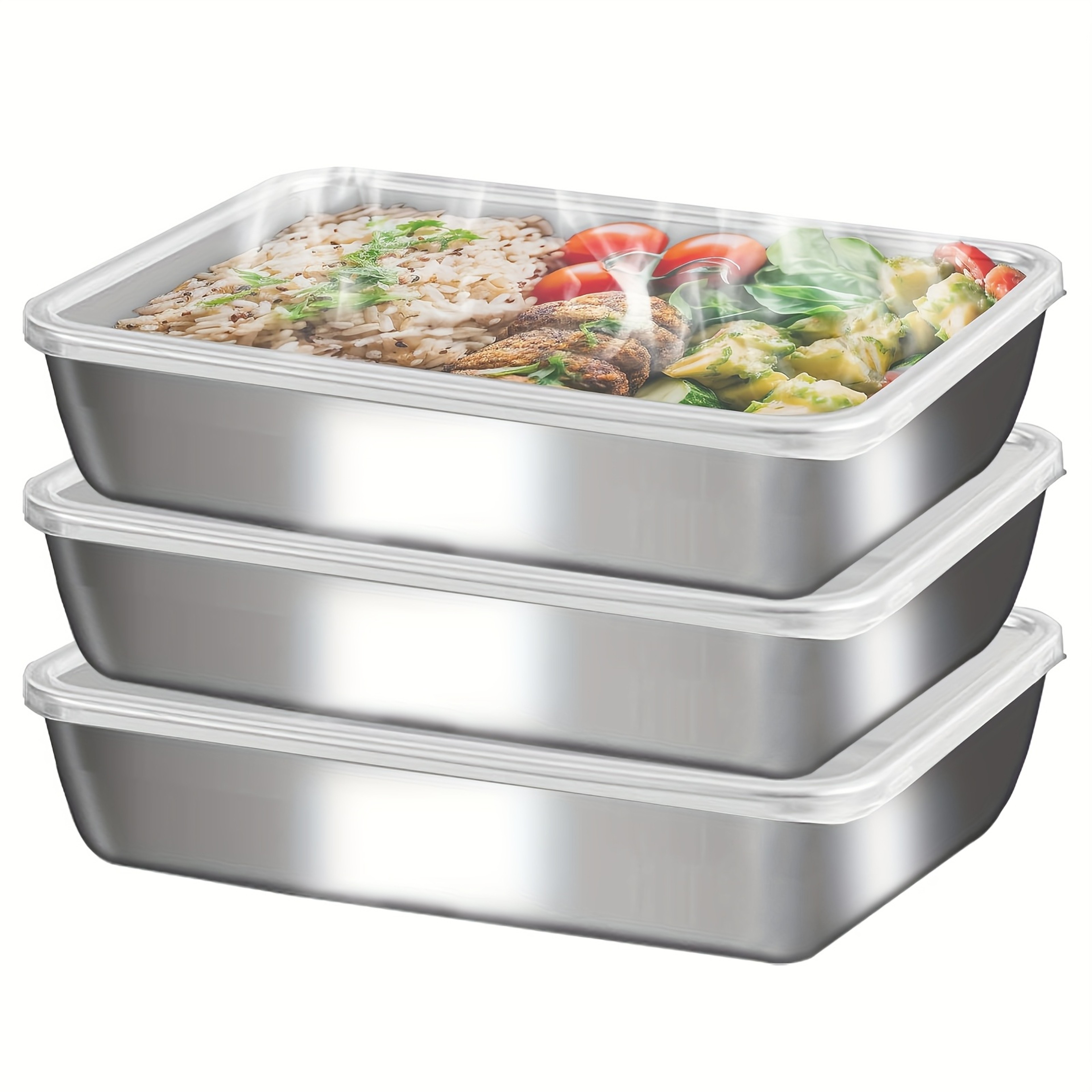 Leakproof Stainless Steel Food Containers - Stackable with Clear Lids for Home & Meal Prep – view 2