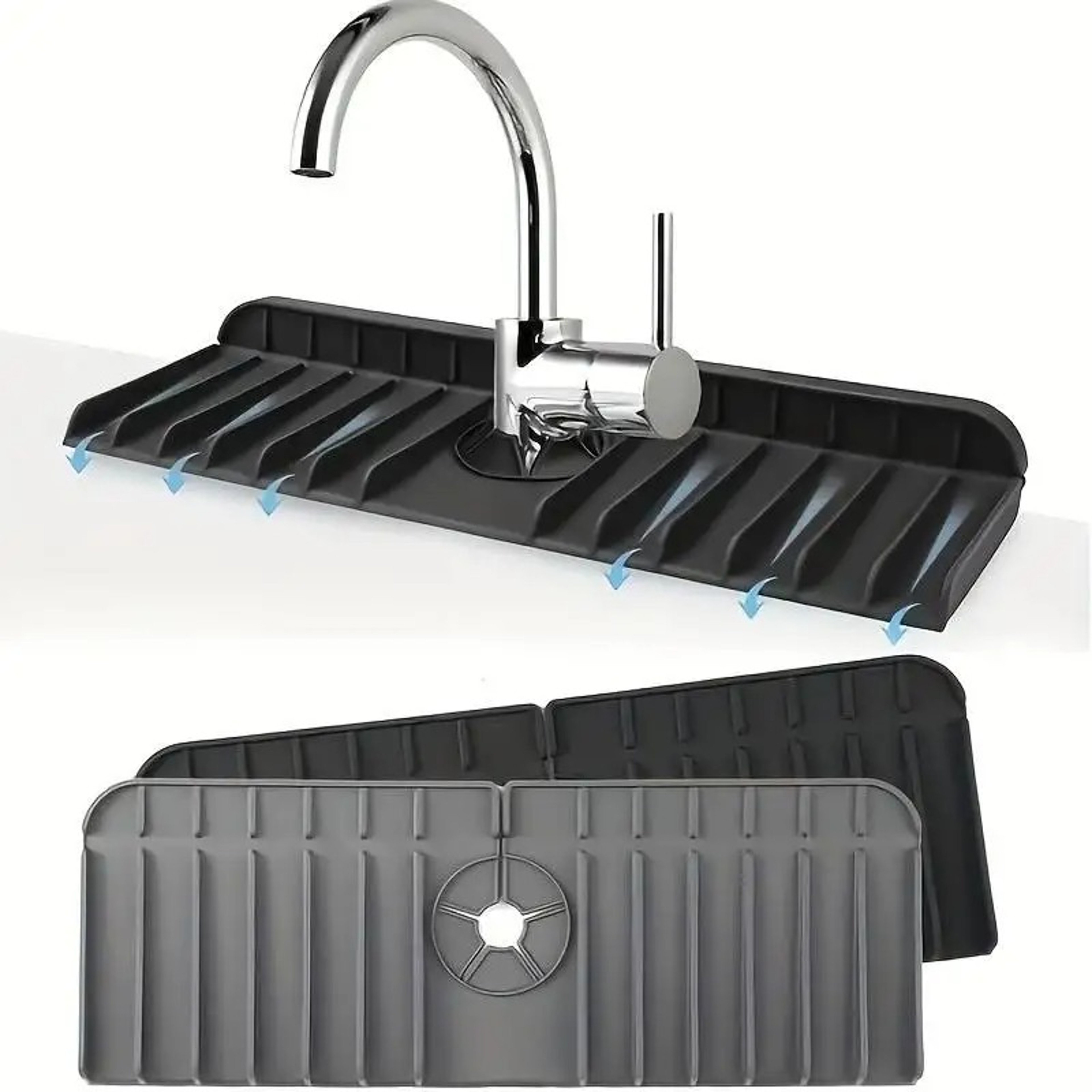 Bathroom Kitchen Sink Splash Guard Silicone Drain Pad Soap Sponge Holder Mat – view 1