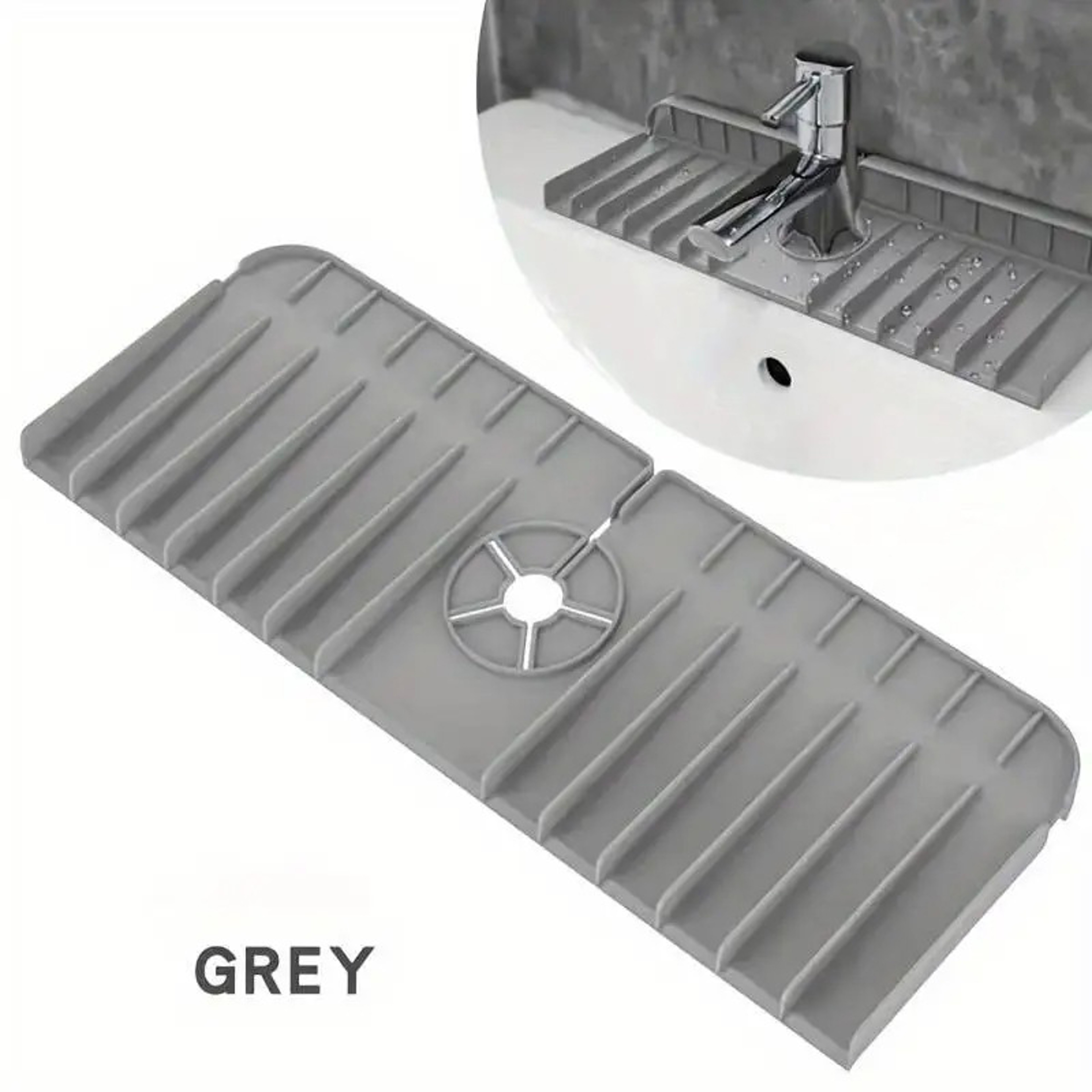 Bathroom Kitchen Sink Splash Guard Silicone Drain Pad Soap Sponge Holder Mat – view 8