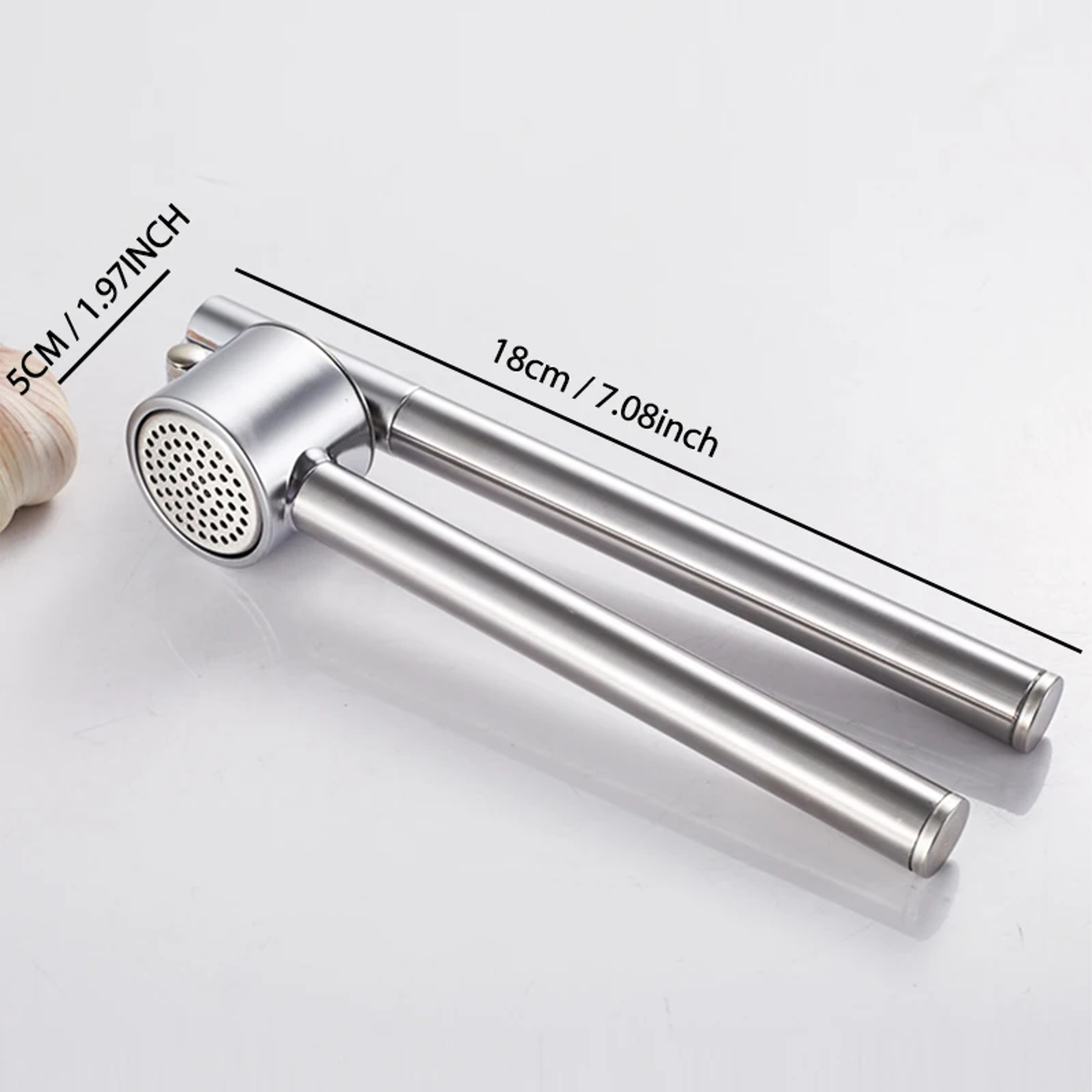 Garlic Press Mincer, Detachable Stainless Steel Garlic Crusher, Extended Edition, Rust Proof Kitchen Tool for Easy Crush – view 3