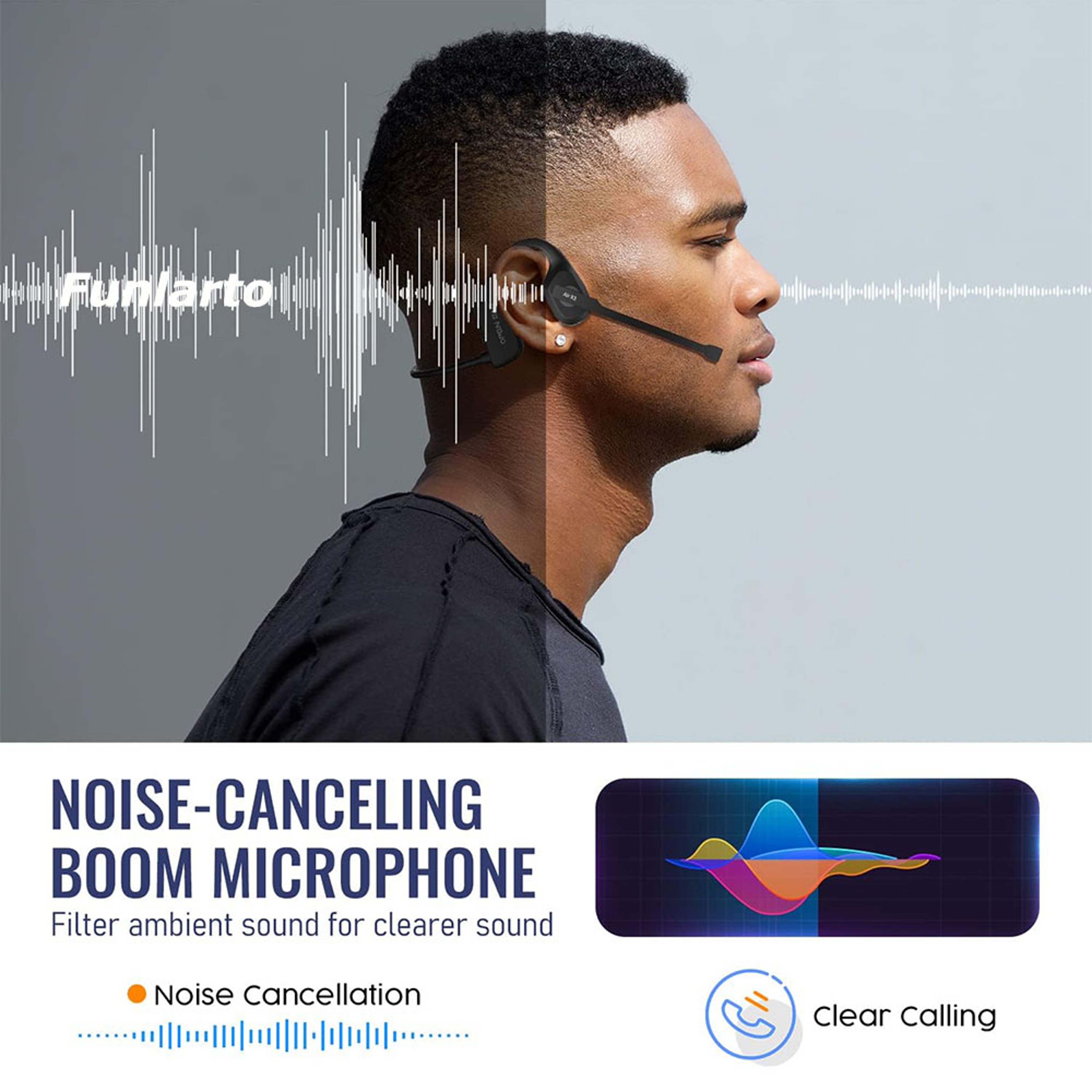 Wireless Bluetooth ENC Call Noise Elimination Computer Headphone with Boom Microphone – view 2