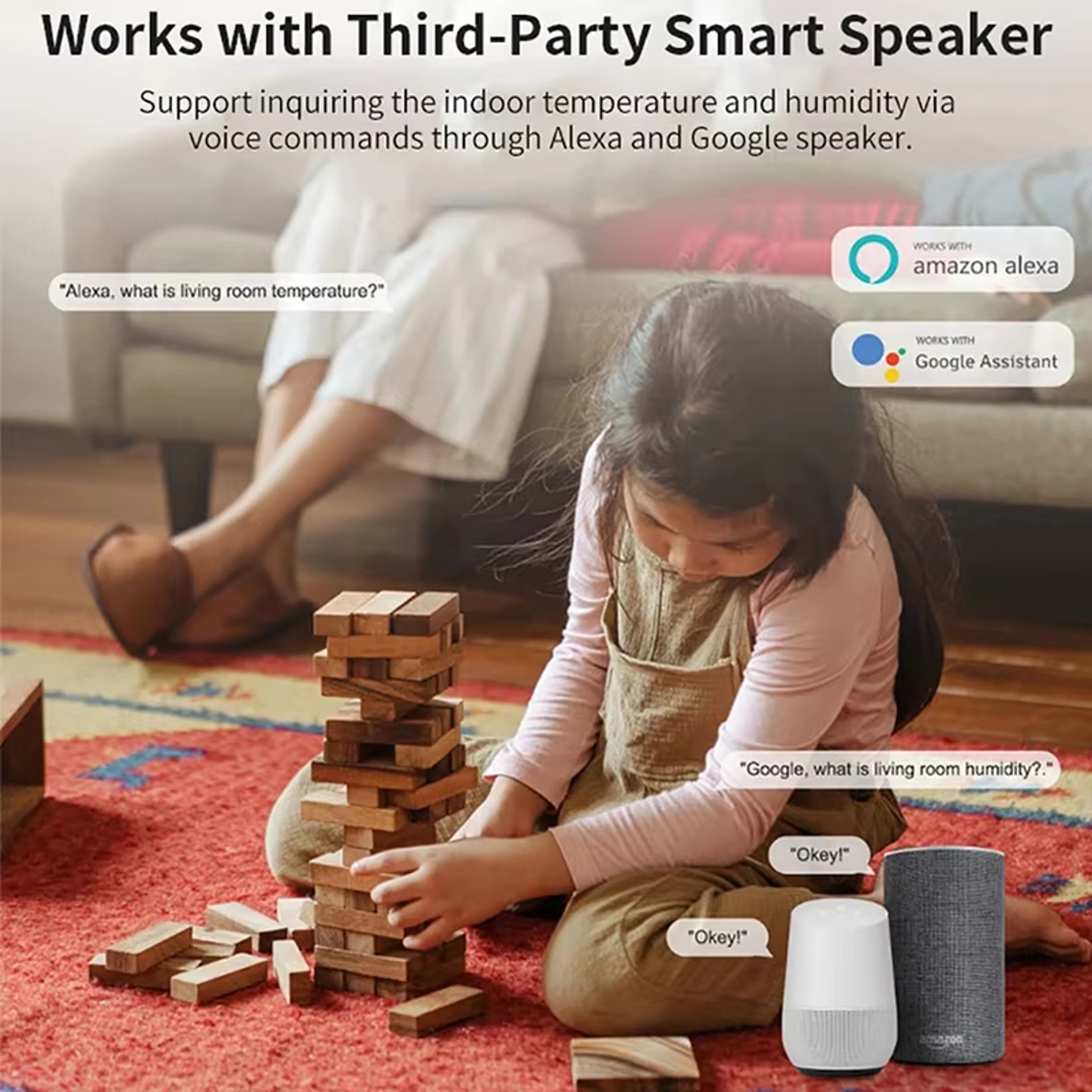 Smart WiFi Temperature  Humidity Sensor For Home Tuya App  Alexa Control 4