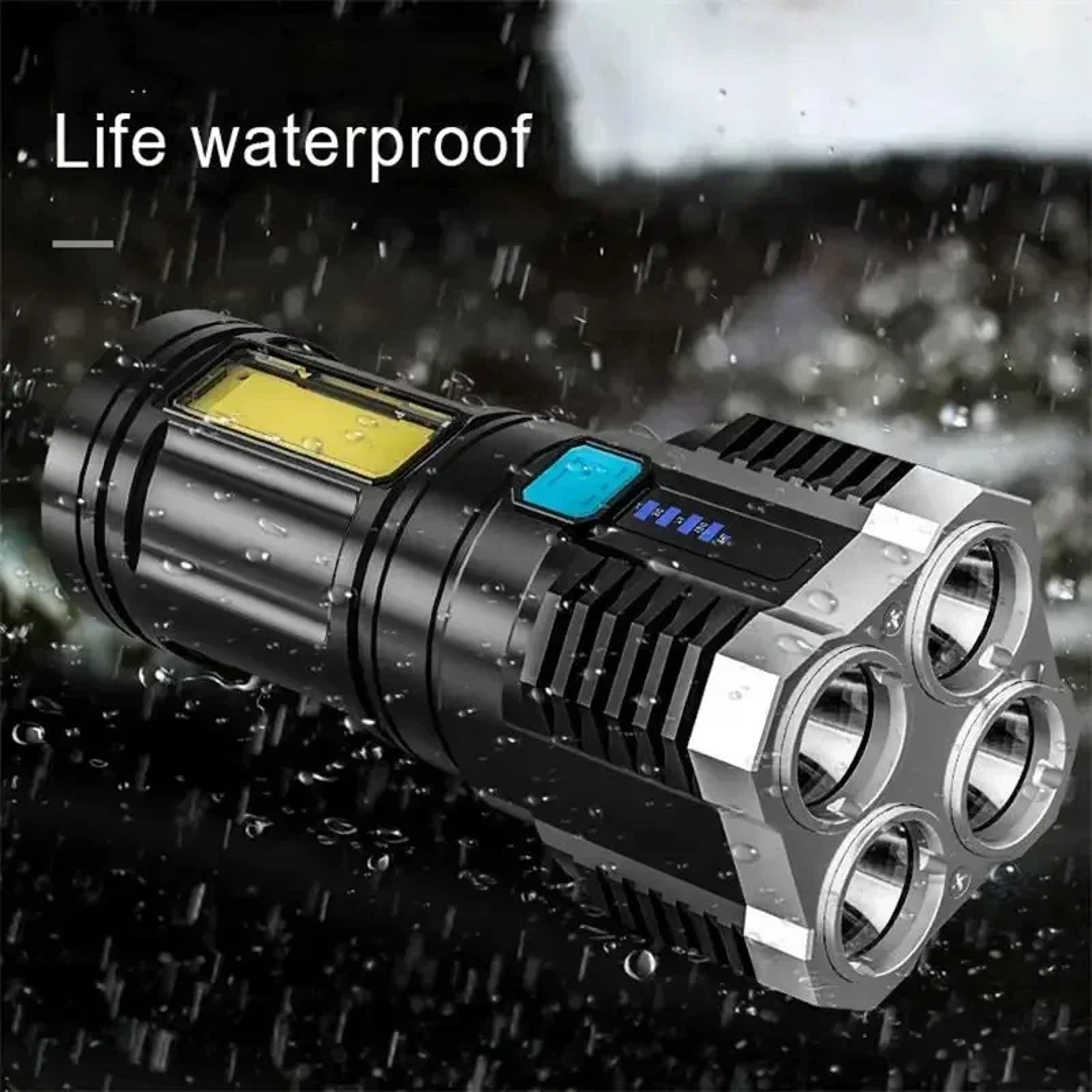 High Power LED Flashlight Camping Torch USB Rechargeable COB Side Light Portable Hand Lantern 2