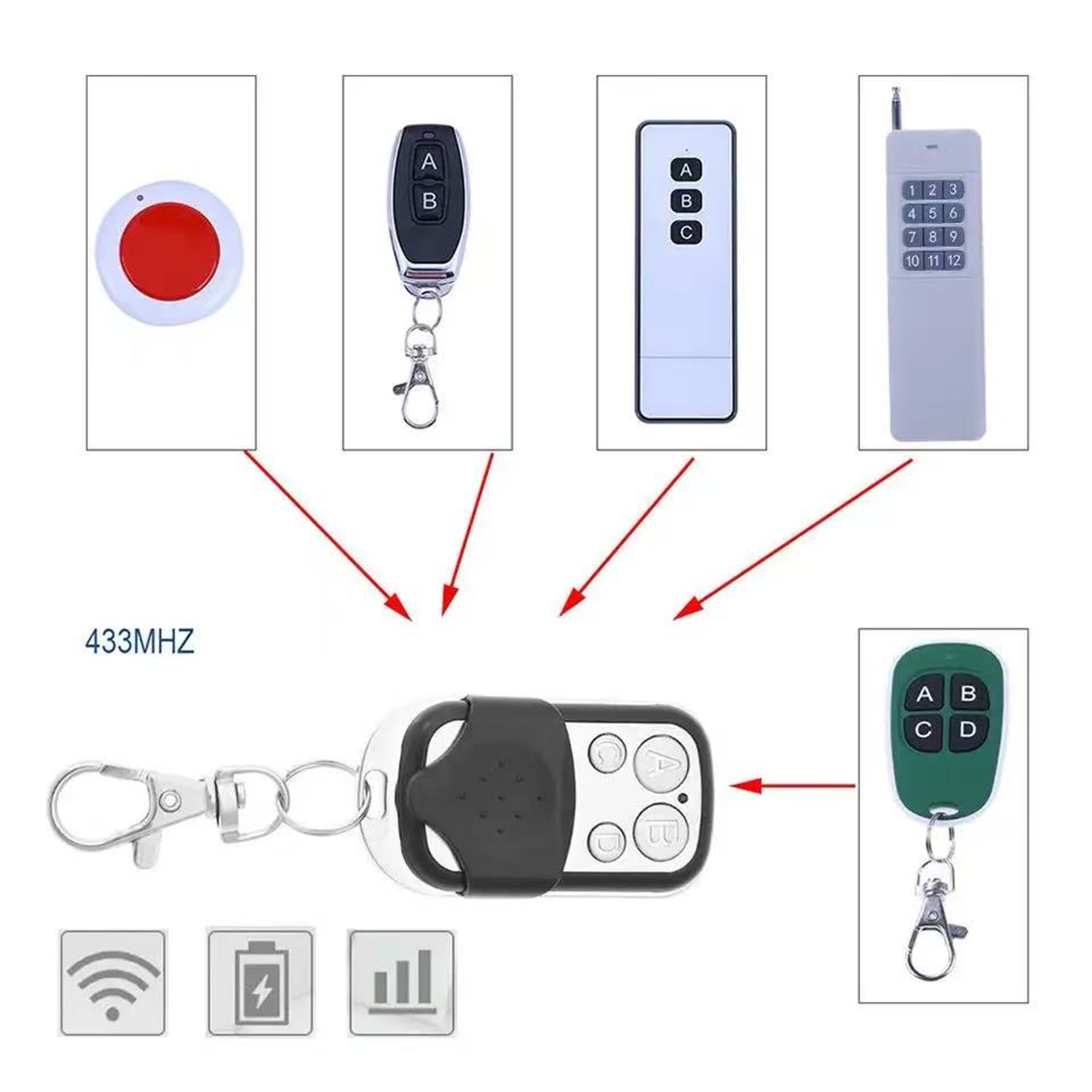 Universal Remote Control Transmitter for Garage Doors Channel Lock & Unlock Remote – view 4