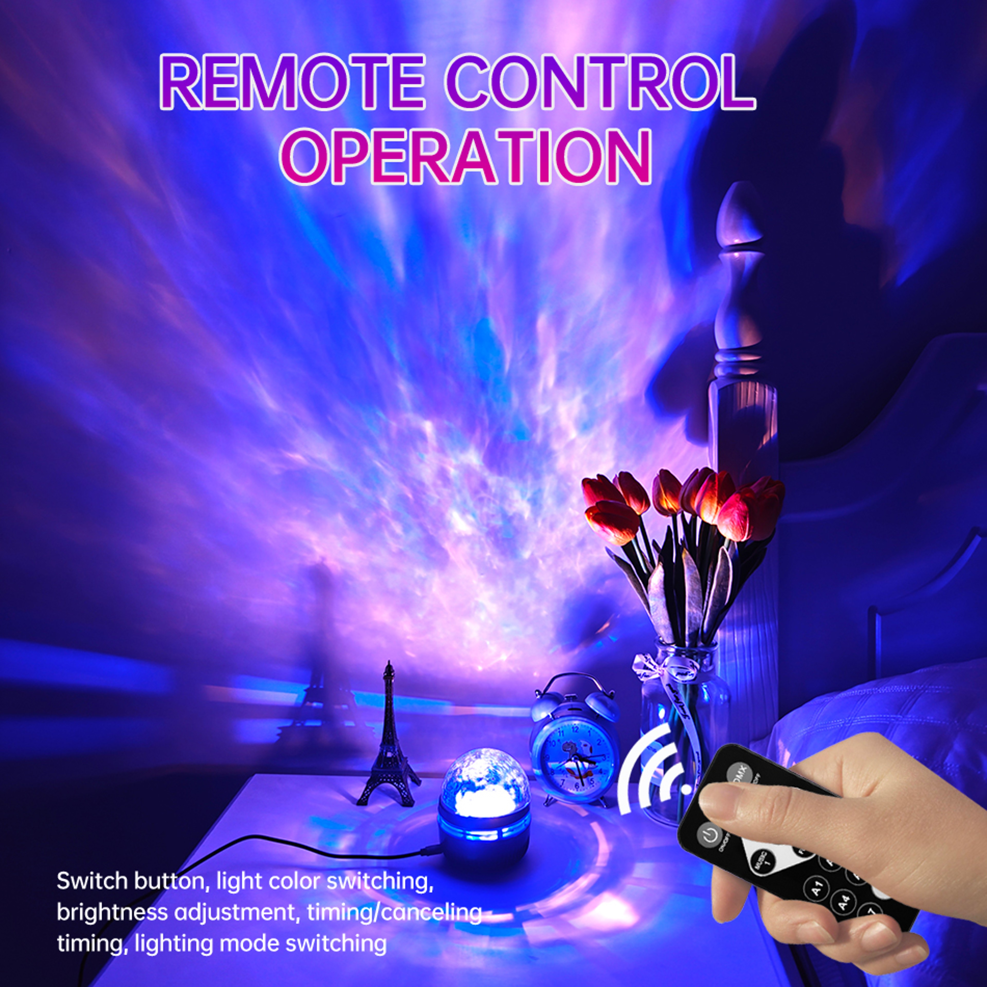 LED Star Galaxy Projector Lamp With Remote Control USB Auto Rotating Magic Ball Moon Light  Colorfu 6