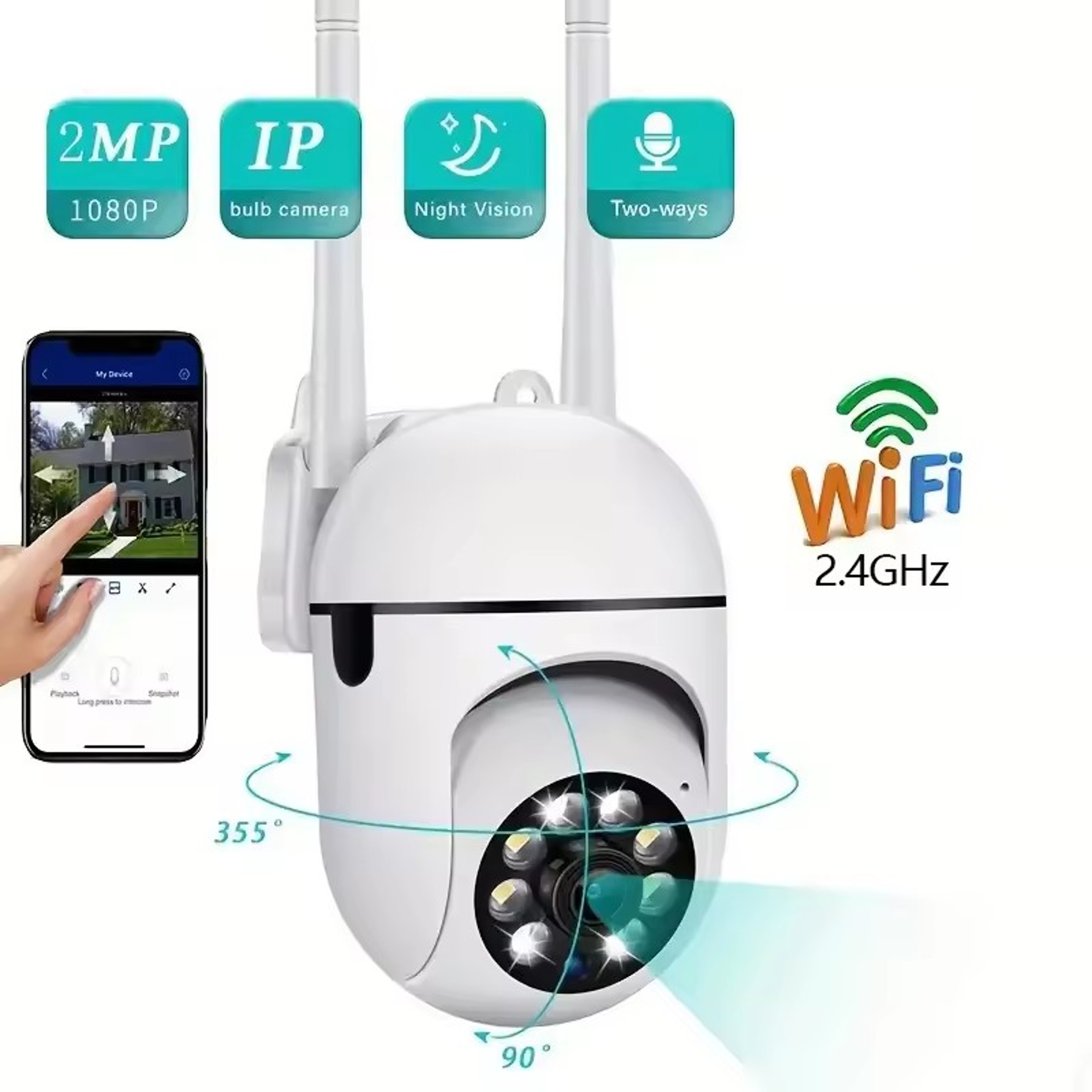 Wireless Outdoor Security Camera With Night Vision  Two Way Audio 0