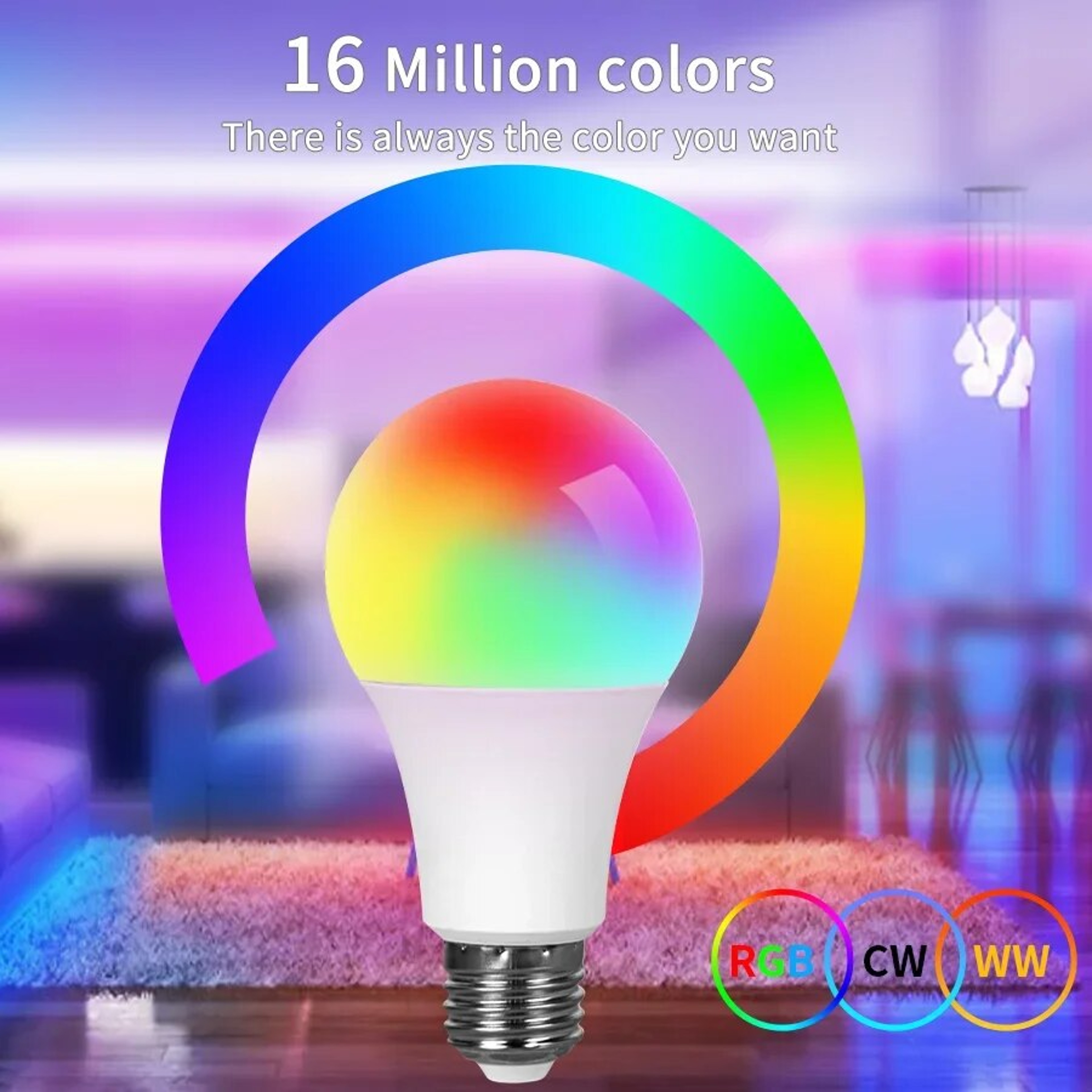 Smart RGB LED Bulb  with Bluetooth Control  Dimmable for Home Bedroom & Party – view 2