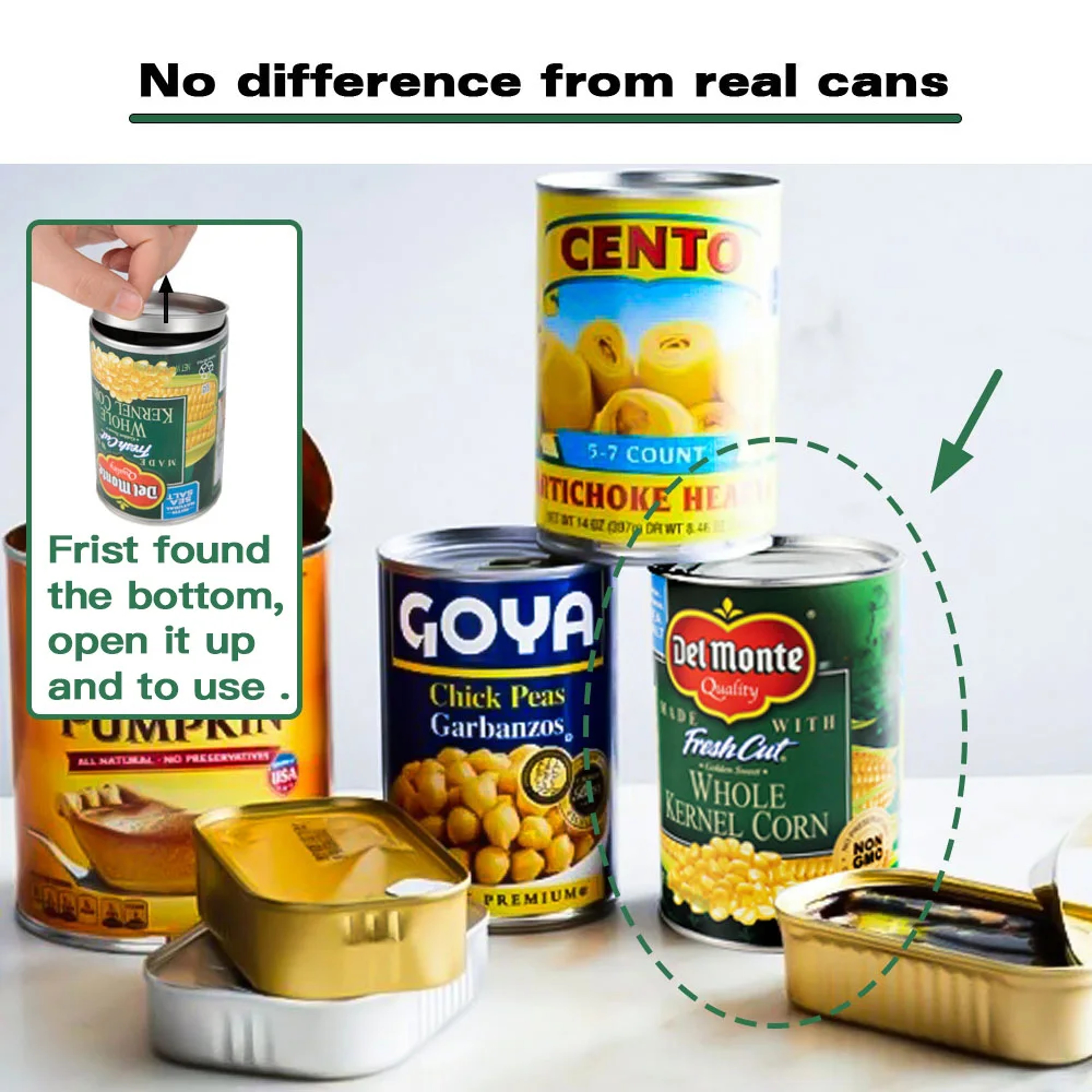 Hidden Safe Compartment Diversion Safe Can  Secret Stash Hiding Container, Kitchen Cupboard Hide Cash & Valuables – view 2