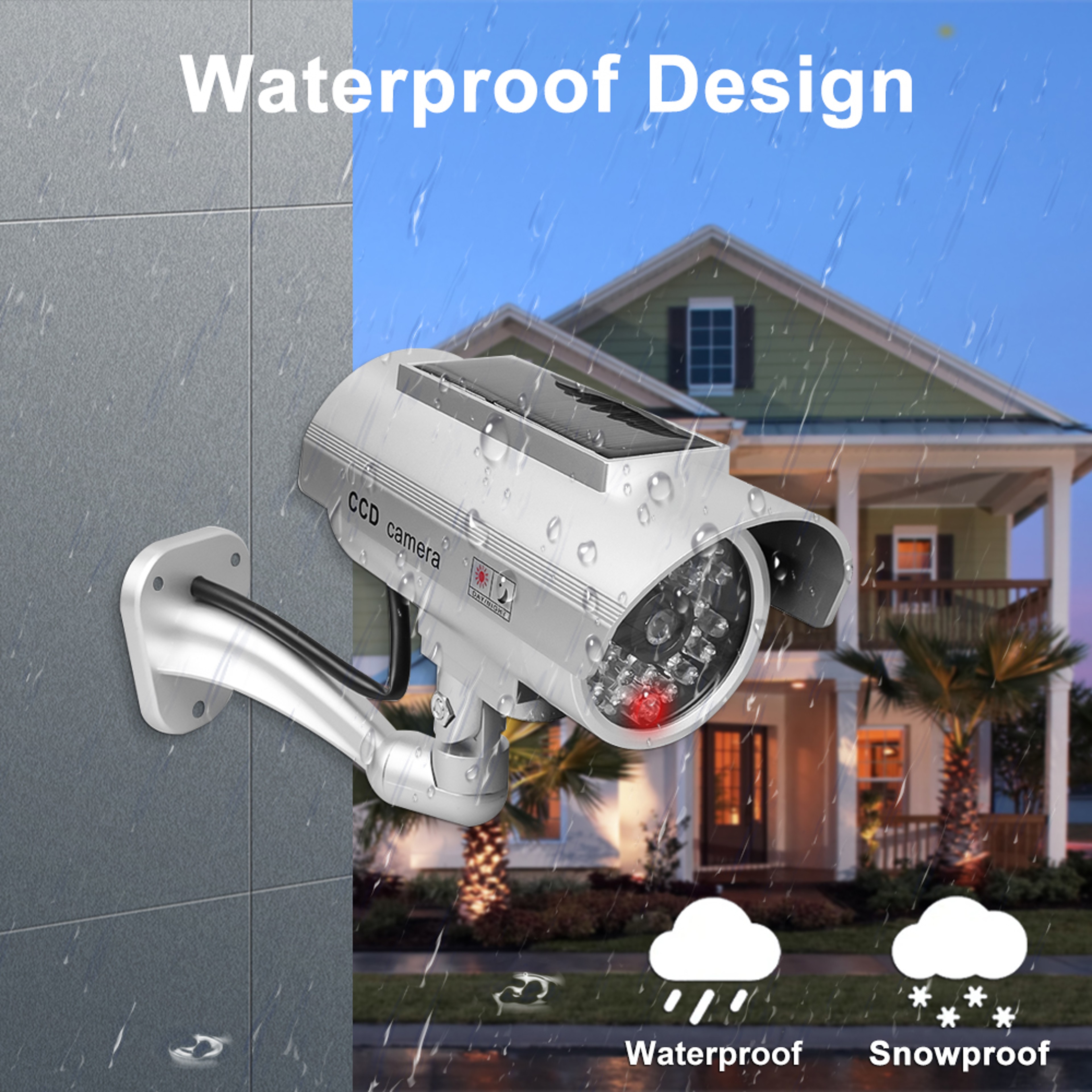 Simulation Solar Camera Fake CCTV Surveillance With Flashing LED Light Outdoor Waterproof Security  0