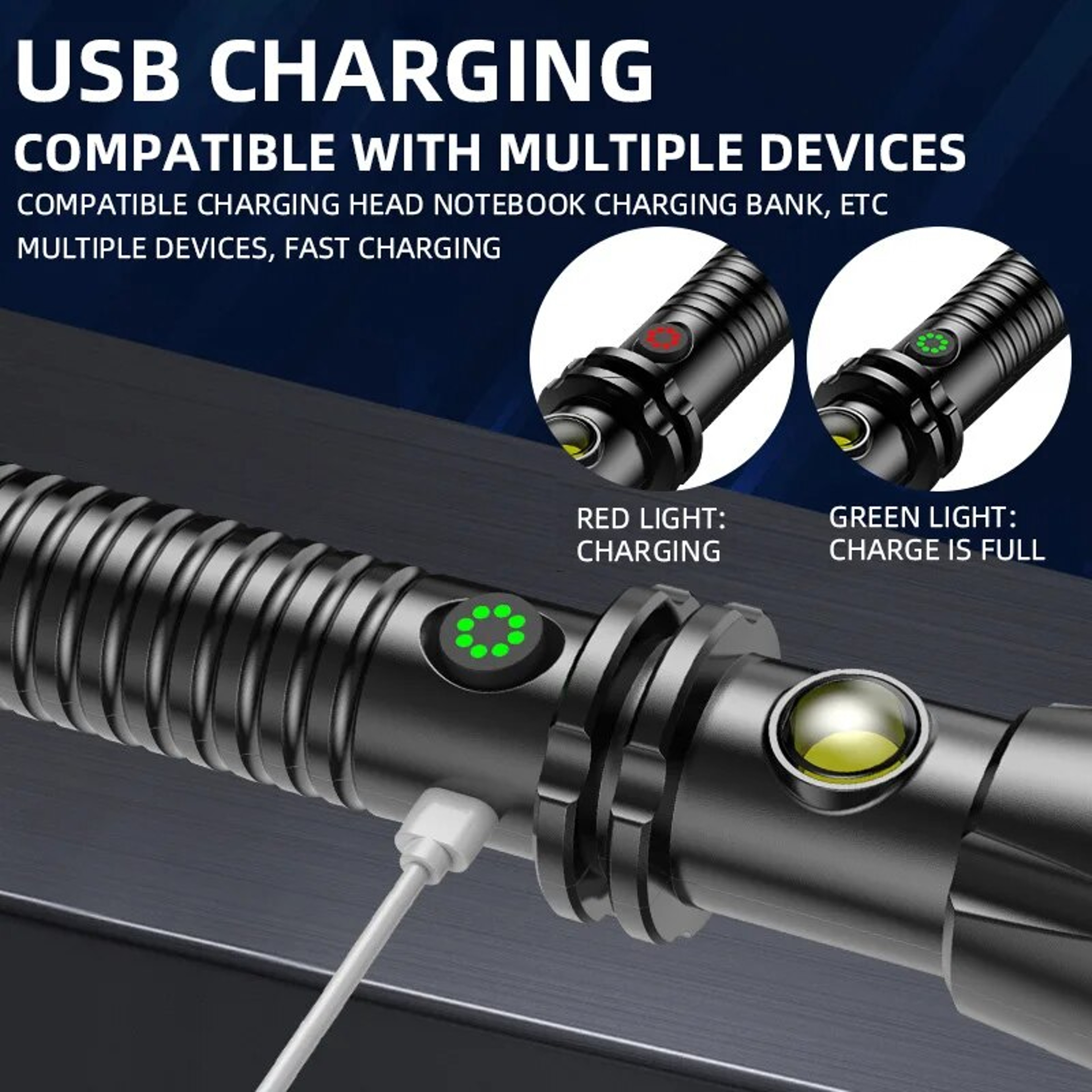 Wolf Tooth Lamp Rod  Super Bright LED Flashlight Retractable Multifunctional For Outdoor SelfDefens