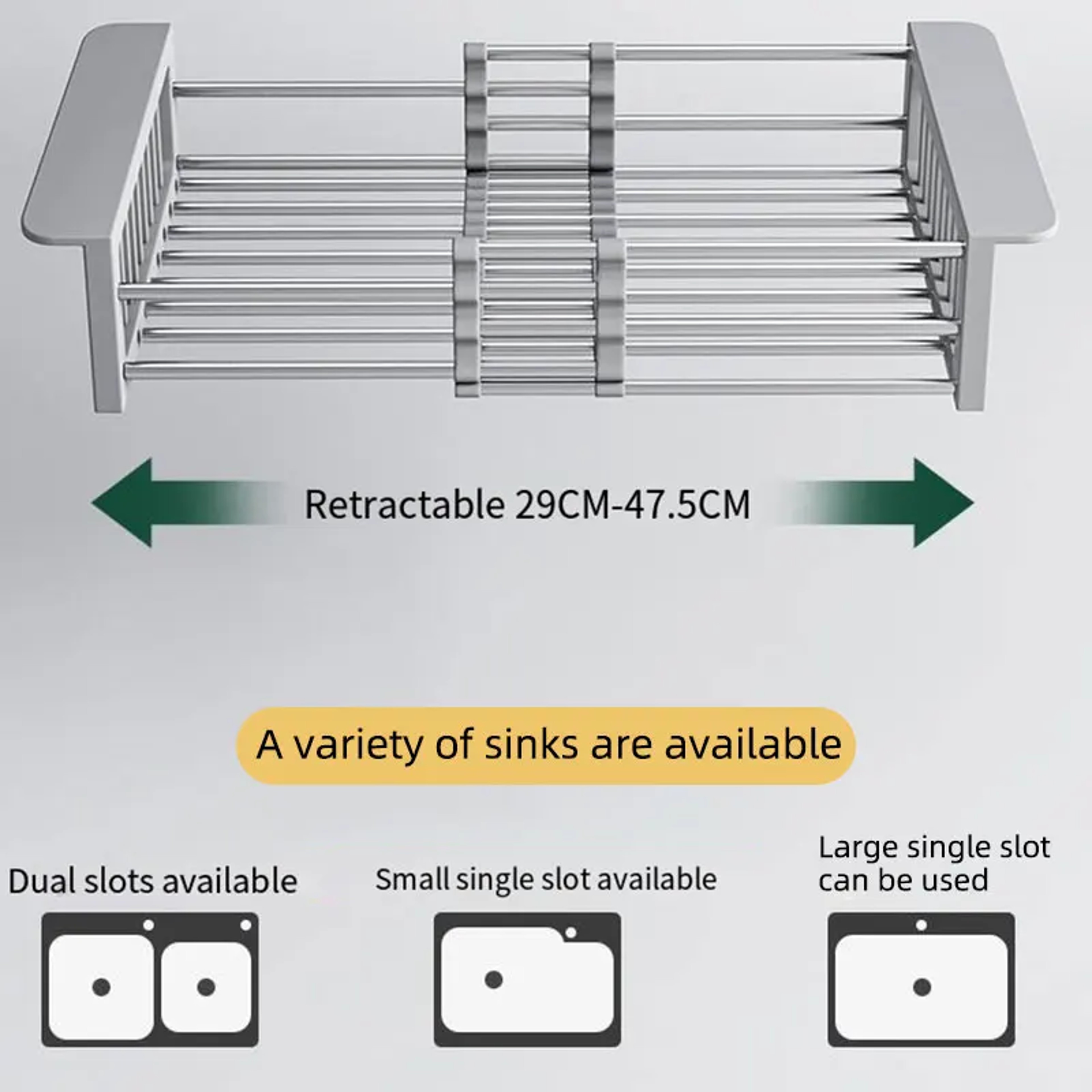 SpaceSaving Folding Kitchen Sink Drain Rack  Stainless Steel Dish Organizer 1