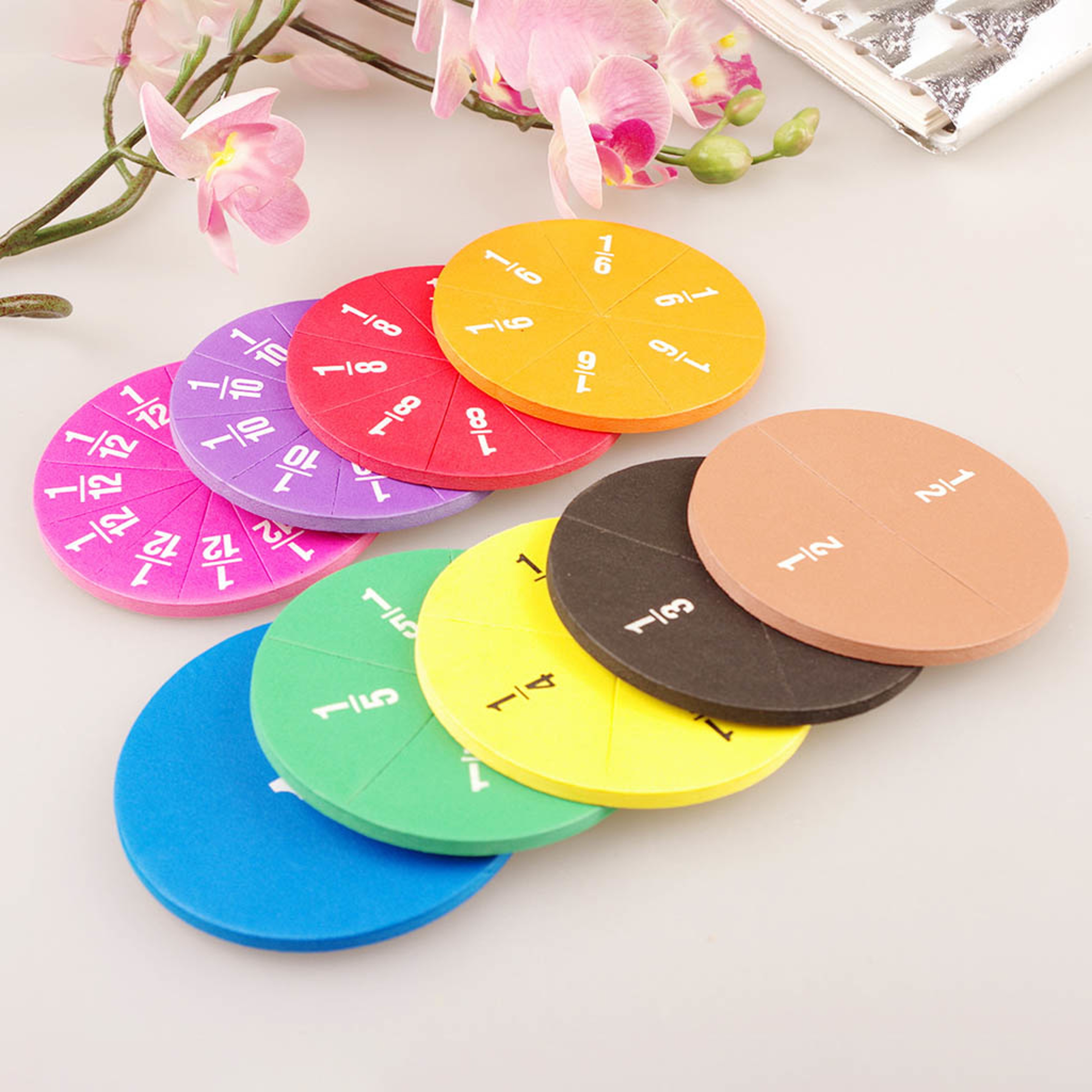 Montessori Math Tool Set for Kids  EVA Fractions Teaching Instrument STEM Learning Gift – view 4