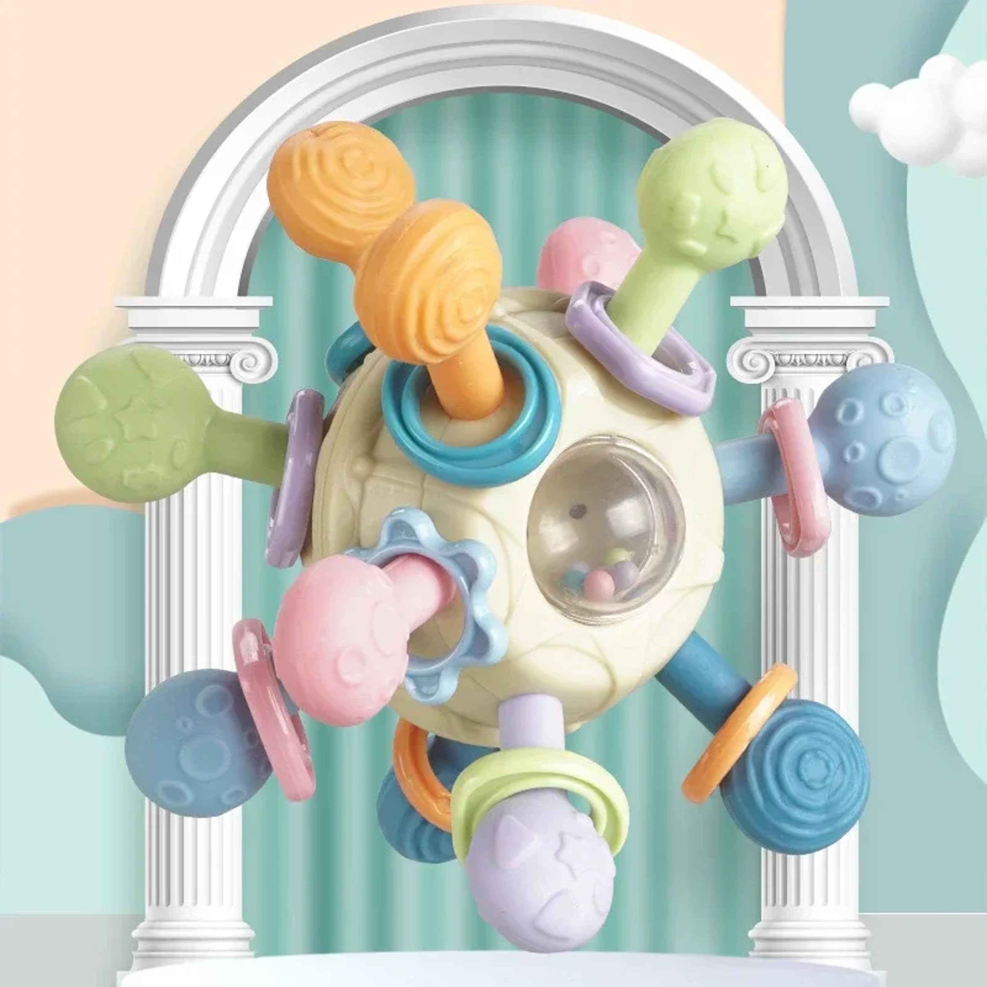 Rotating Baby Rattle Teether  Sensory Development Toy For Infants 4