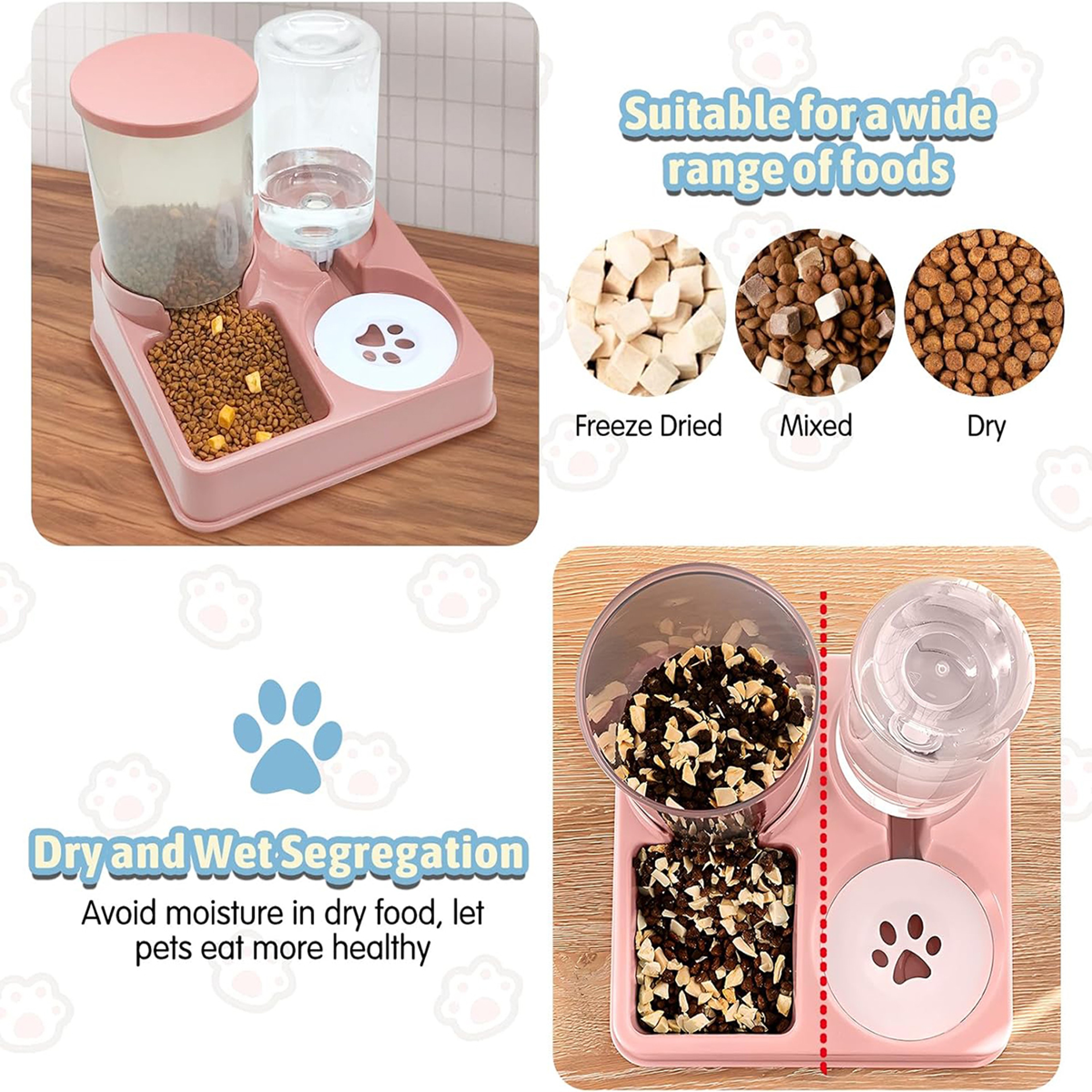 Tilted Automatic Pet Food and Water Feeder  Gravity Feeder and Waterer for Cats and Dogs – view 5