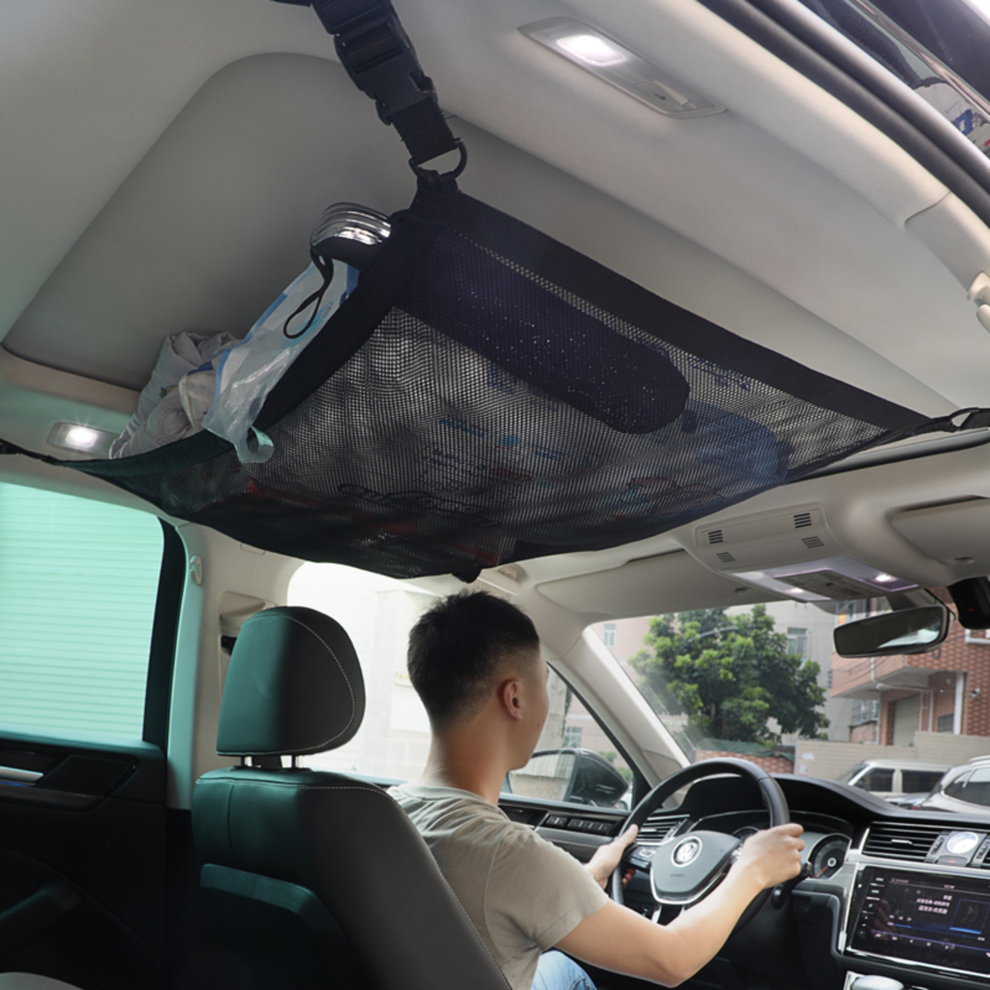 Universal Car Ceiling Storage Net  Premium Car Roof Cargo Net Mesh Organizer Interior Car Organizer Bag – view 4