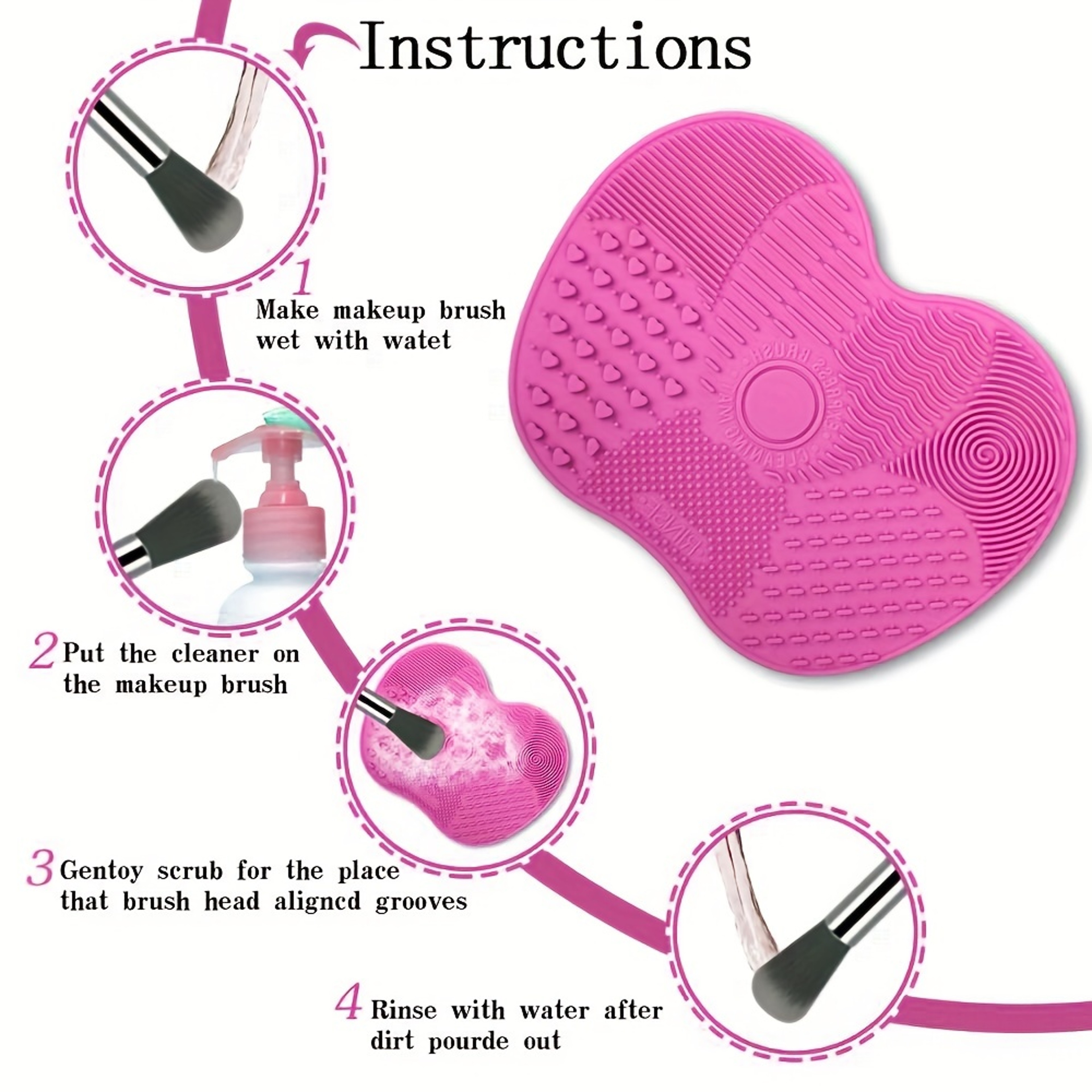 Silicone Apple Makeup Brush Cleaner Pad with Suction Cup for Deep Cleaning – view 3