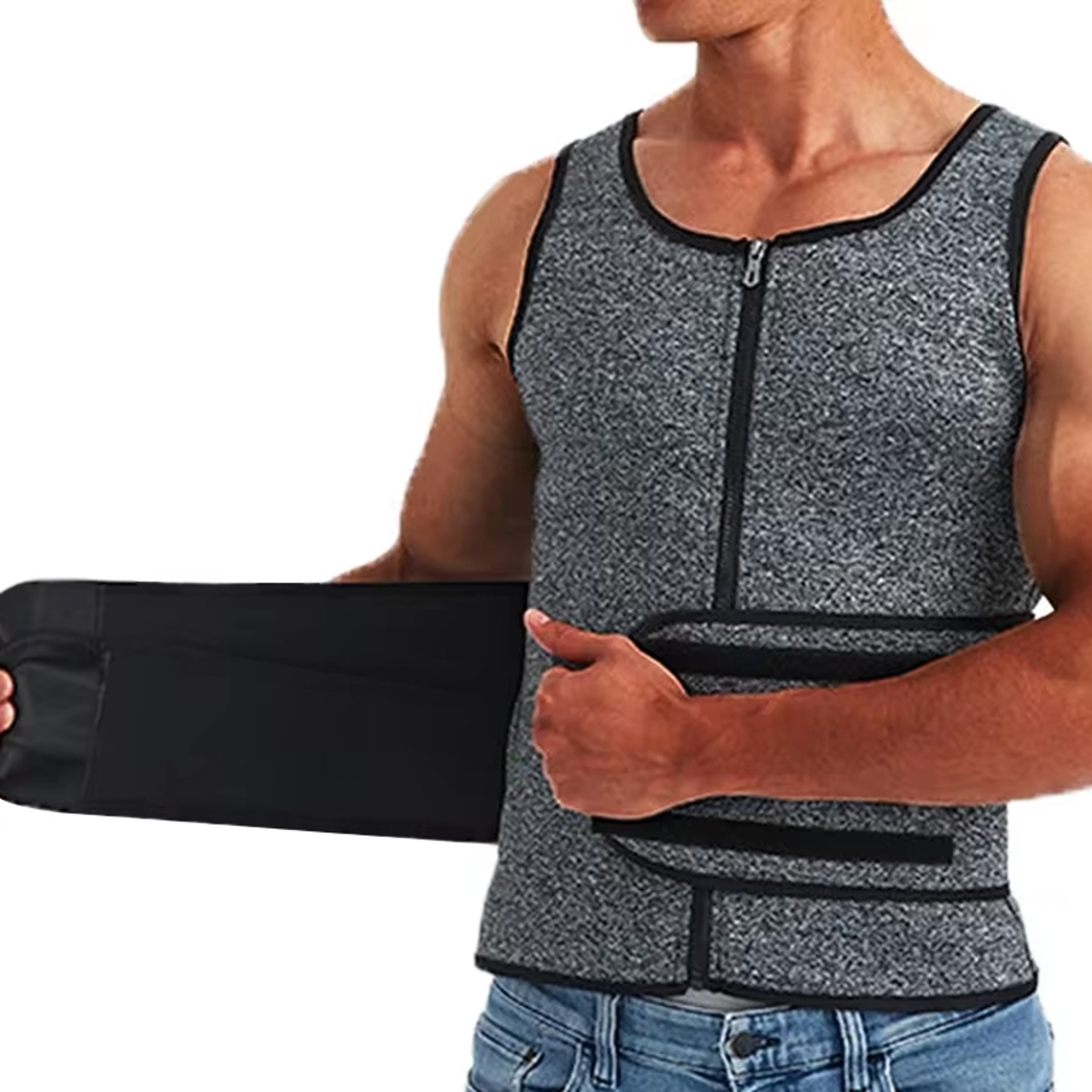 Men Sauna Sweat Vest Compression Waist Trainer For Gym Workouts Core Support And Training Performan 2