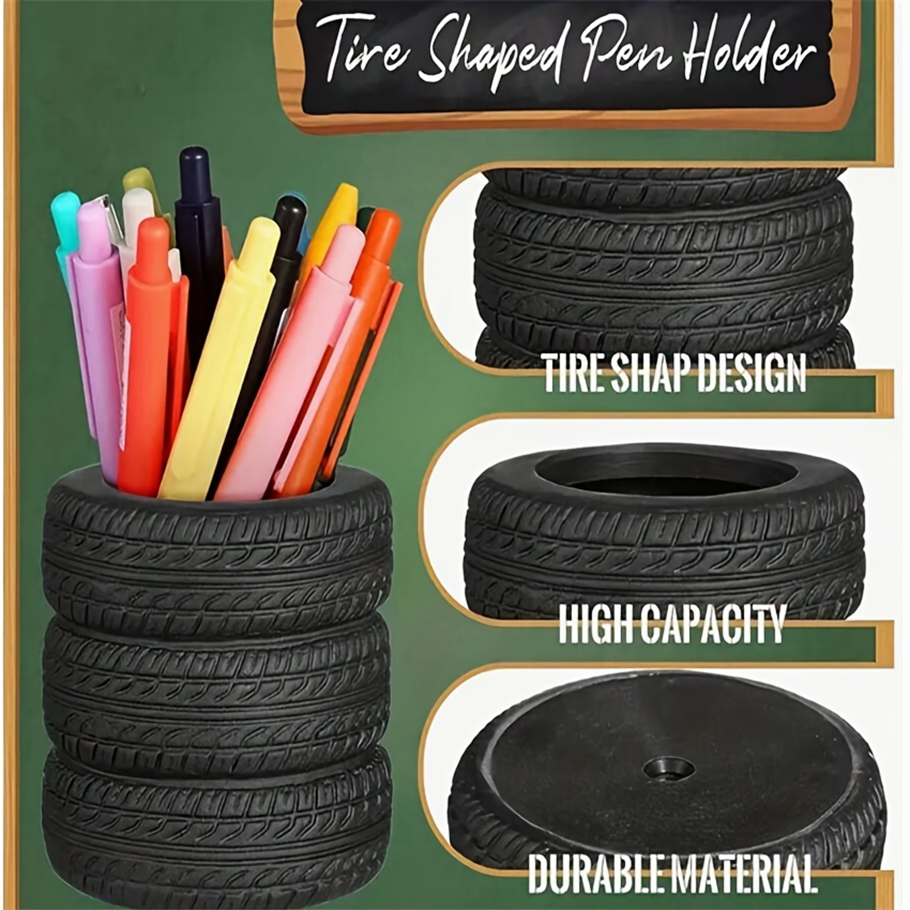 TireShaped Pen Holder  Creative And Unique Office Desk Organizer 1