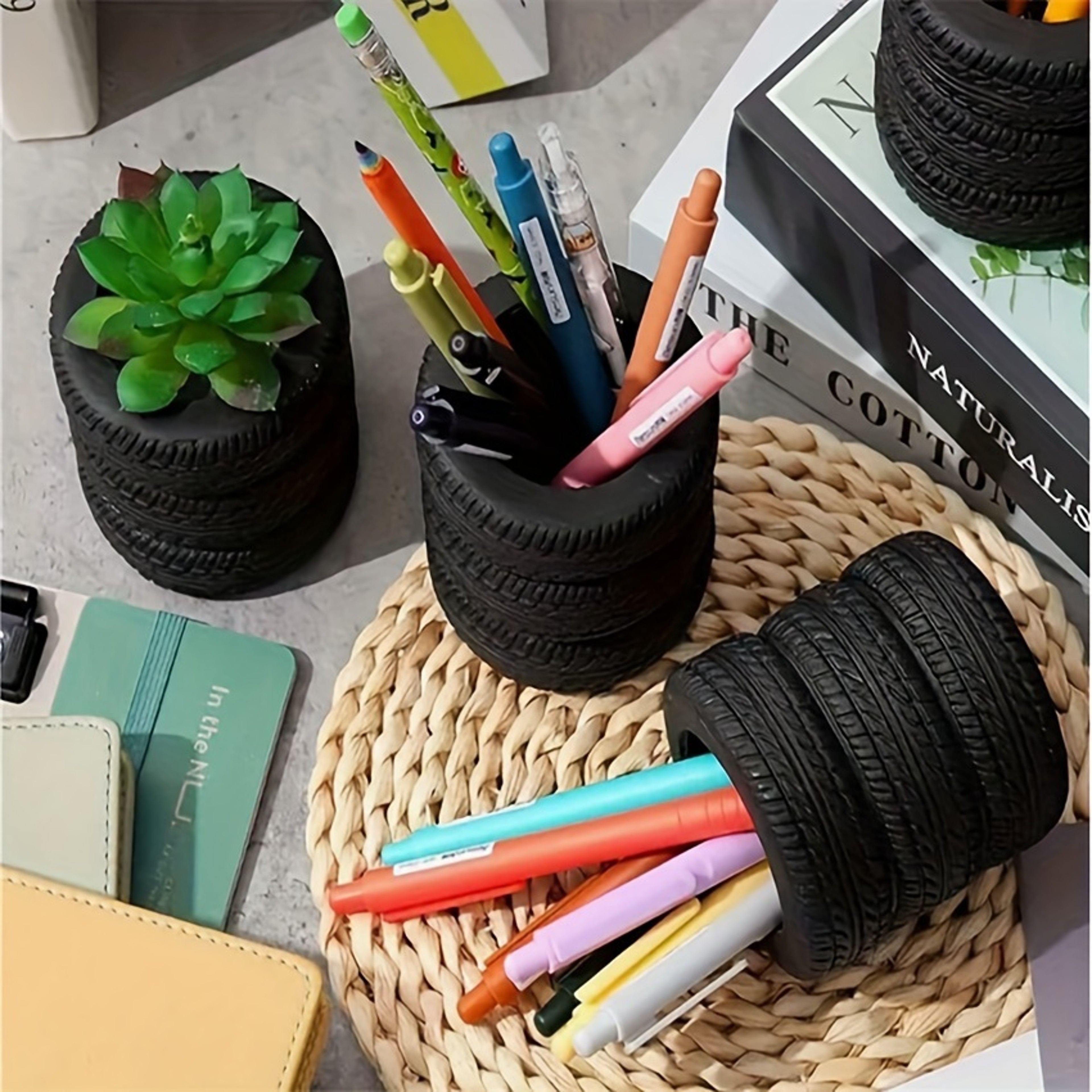 TireShaped Pen Holder  Creative And Unique Office Desk Organizer 2