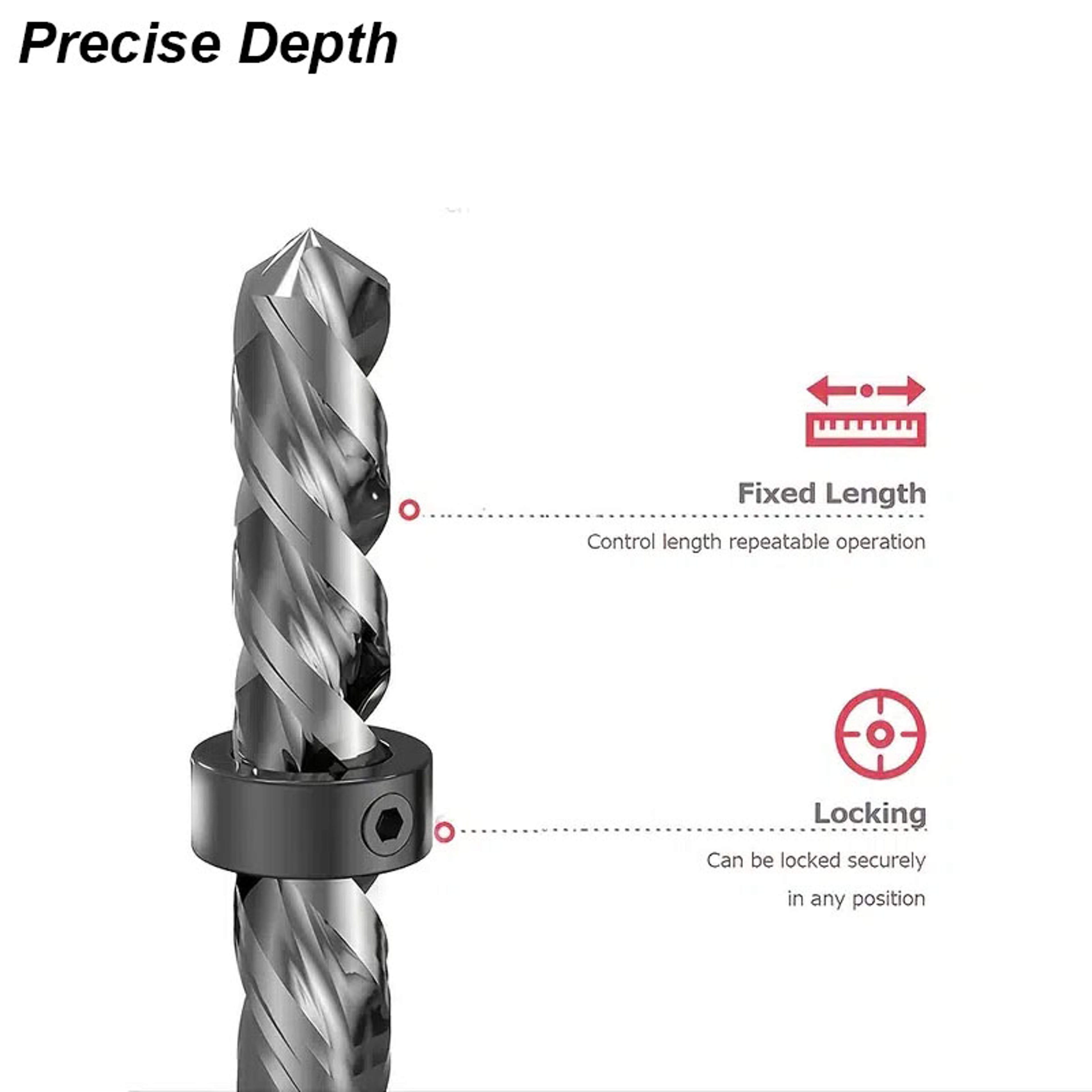 Adjustable Drill Stopper Collar Set Precision Woodwork Depth Control For Drilling  Shaft Positionin 4