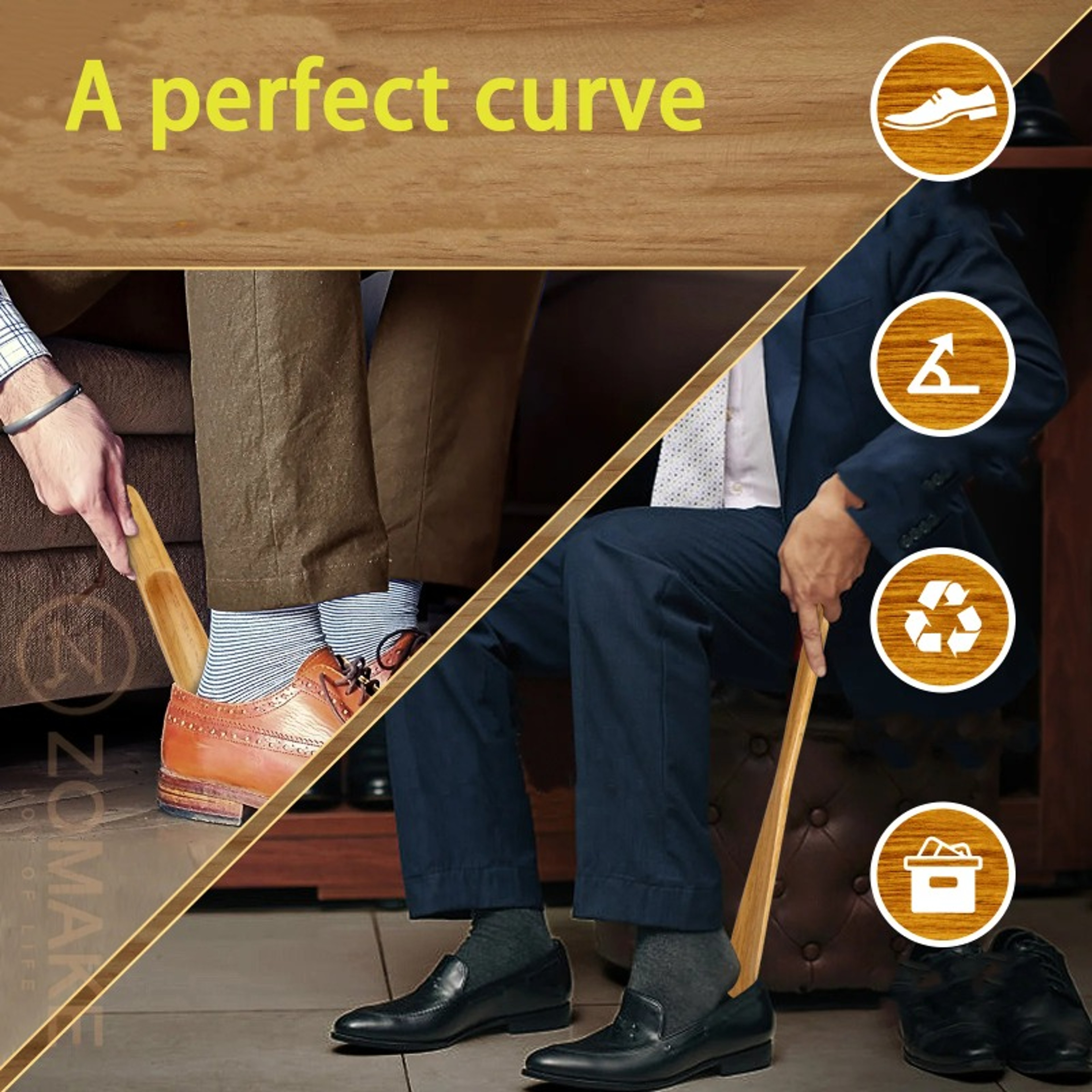 Set of 2 Long Handle Shoe Horns for Easy Shoe Wearing Without Bending – view 2