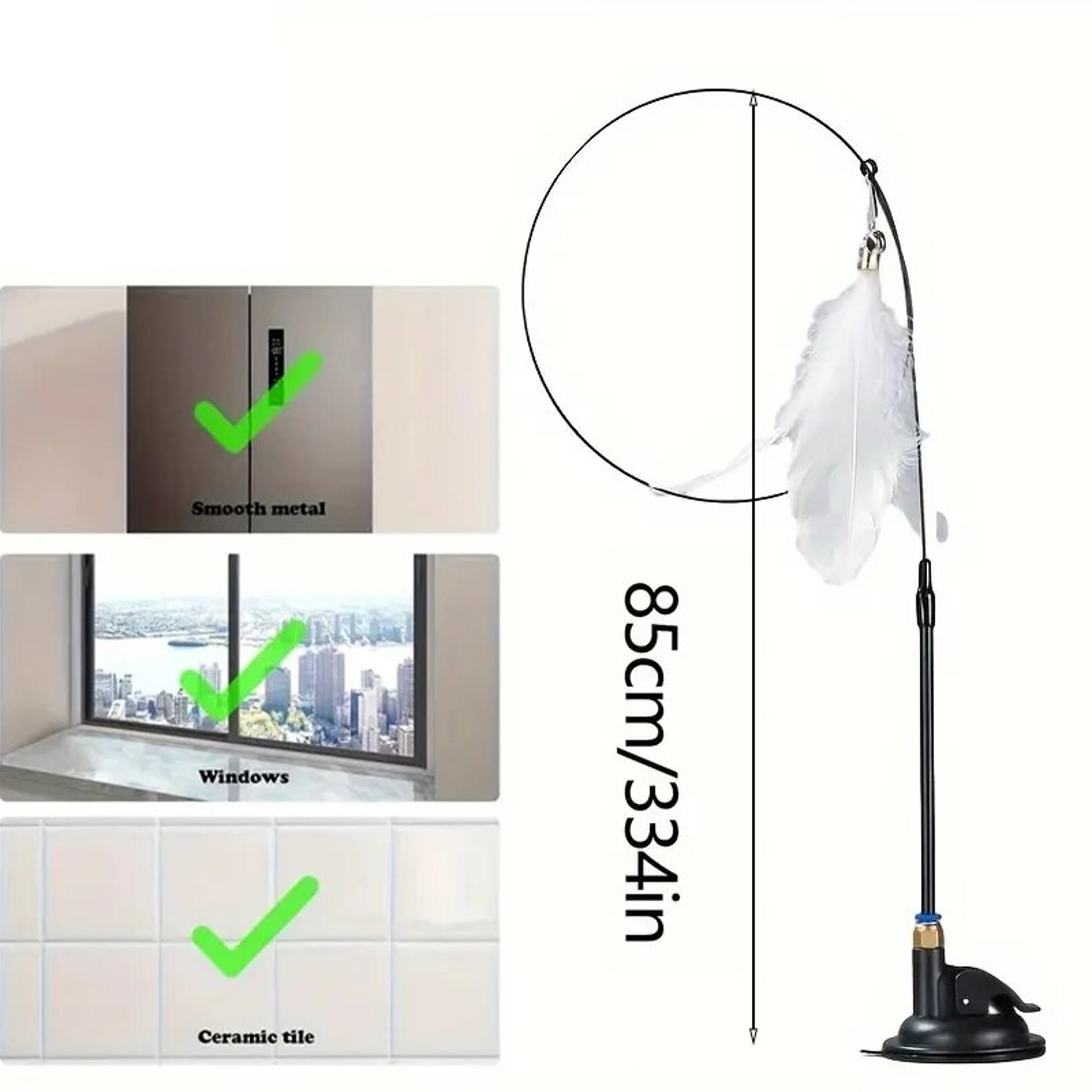 Interactive Bell & Feather Wand  Suction Cup Pole for Exciting Cat Playtime  Ultimate Toy for Fun Adventures – view 2