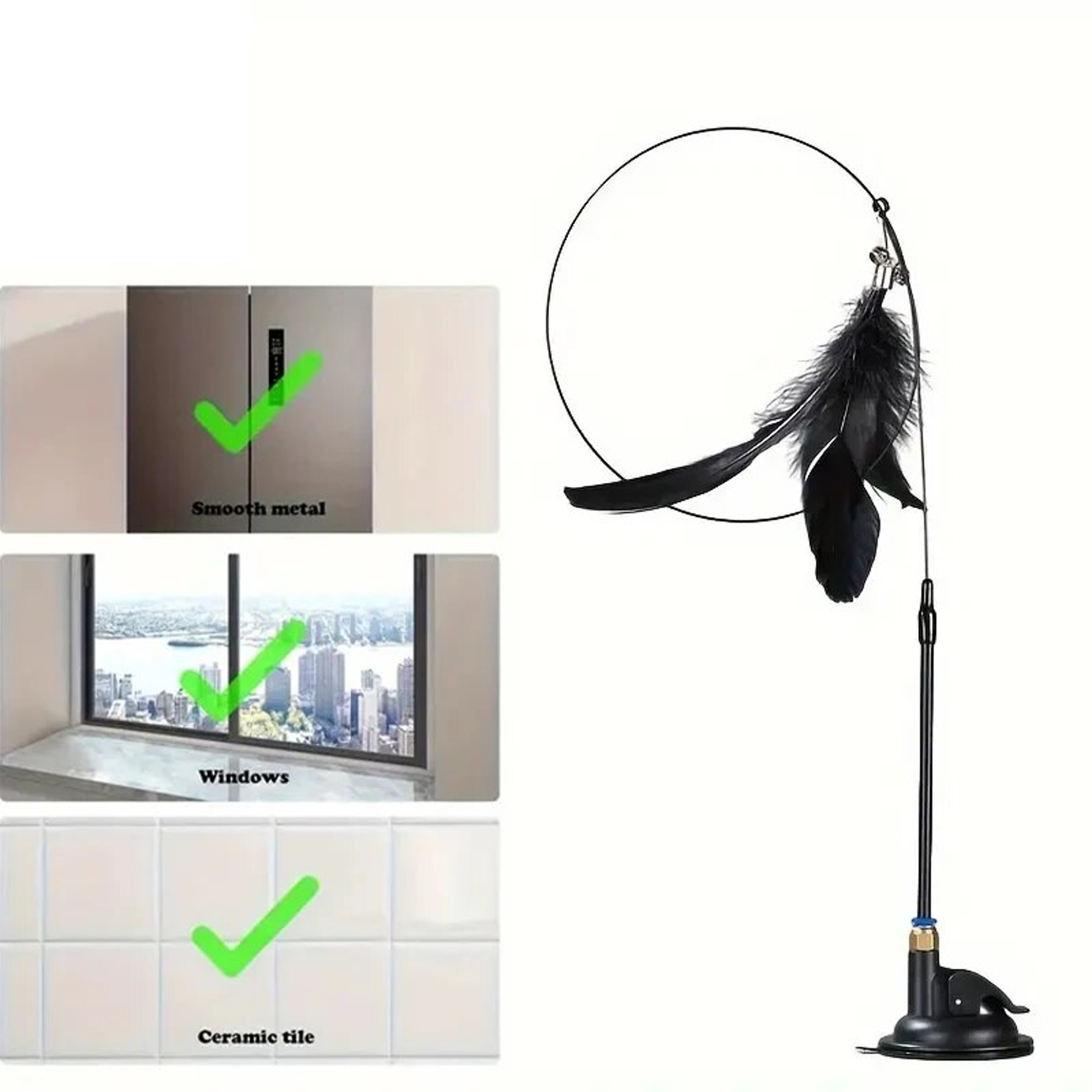 Interactive Bell & Feather Wand  Suction Cup Pole for Exciting Cat Playtime  Ultimate Toy for Fun Adventures – view 7
