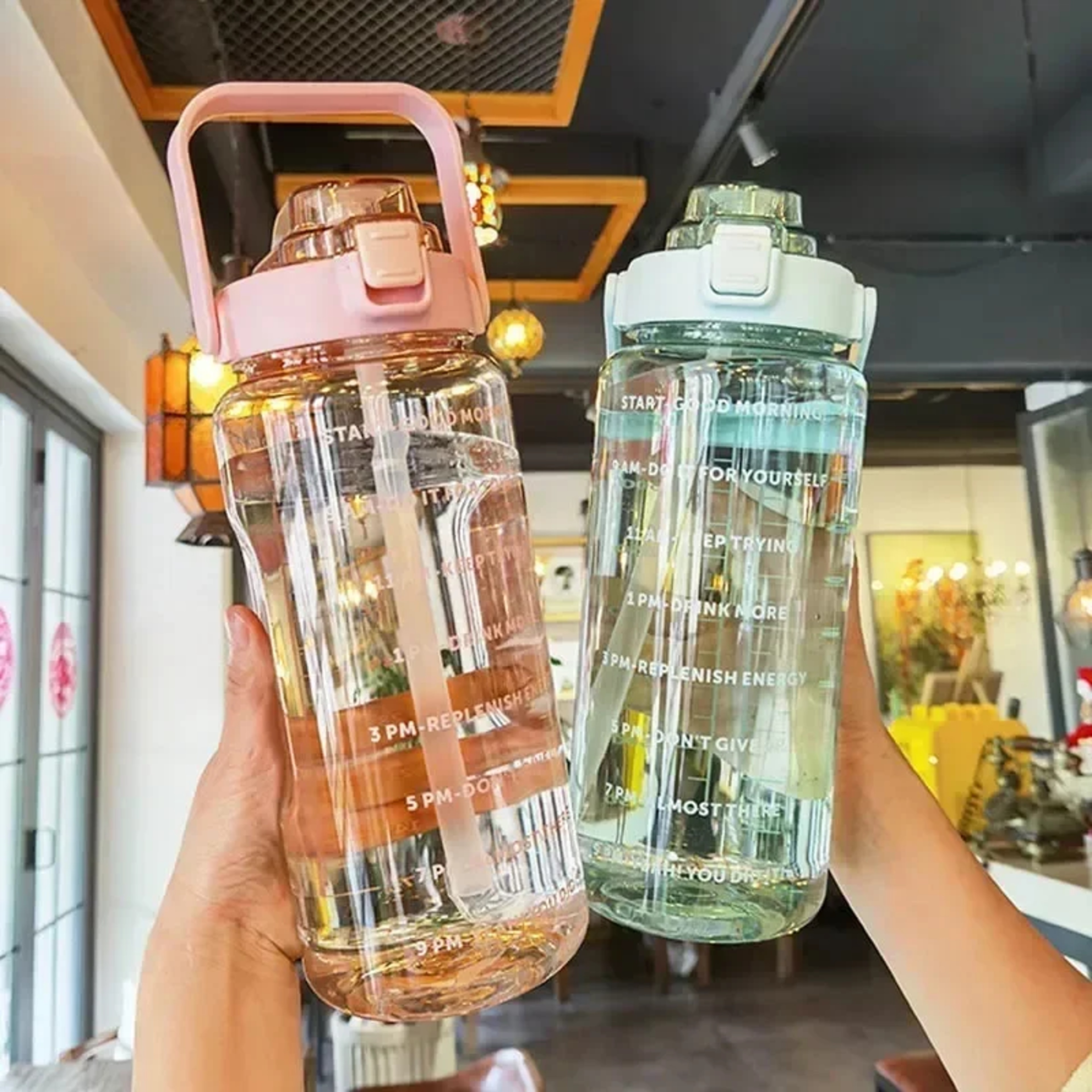 Portable Water Bottle With Straw And Time Marker For Outdoor Sports  Fitness 4