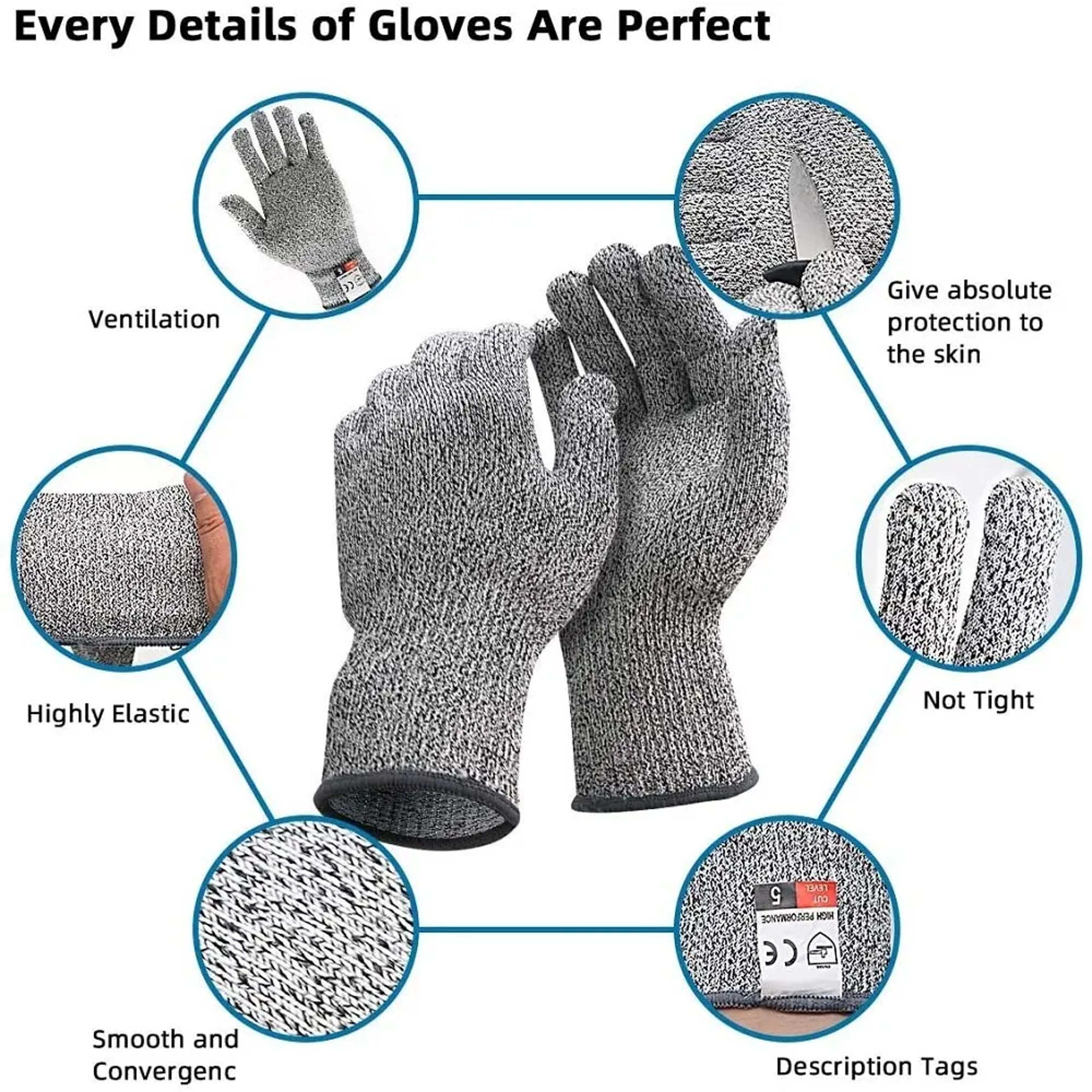HPPE Scratch Resistant Gloves for Kitchen & Garden Use | Safety Protection for Glass Cutting – view 5
