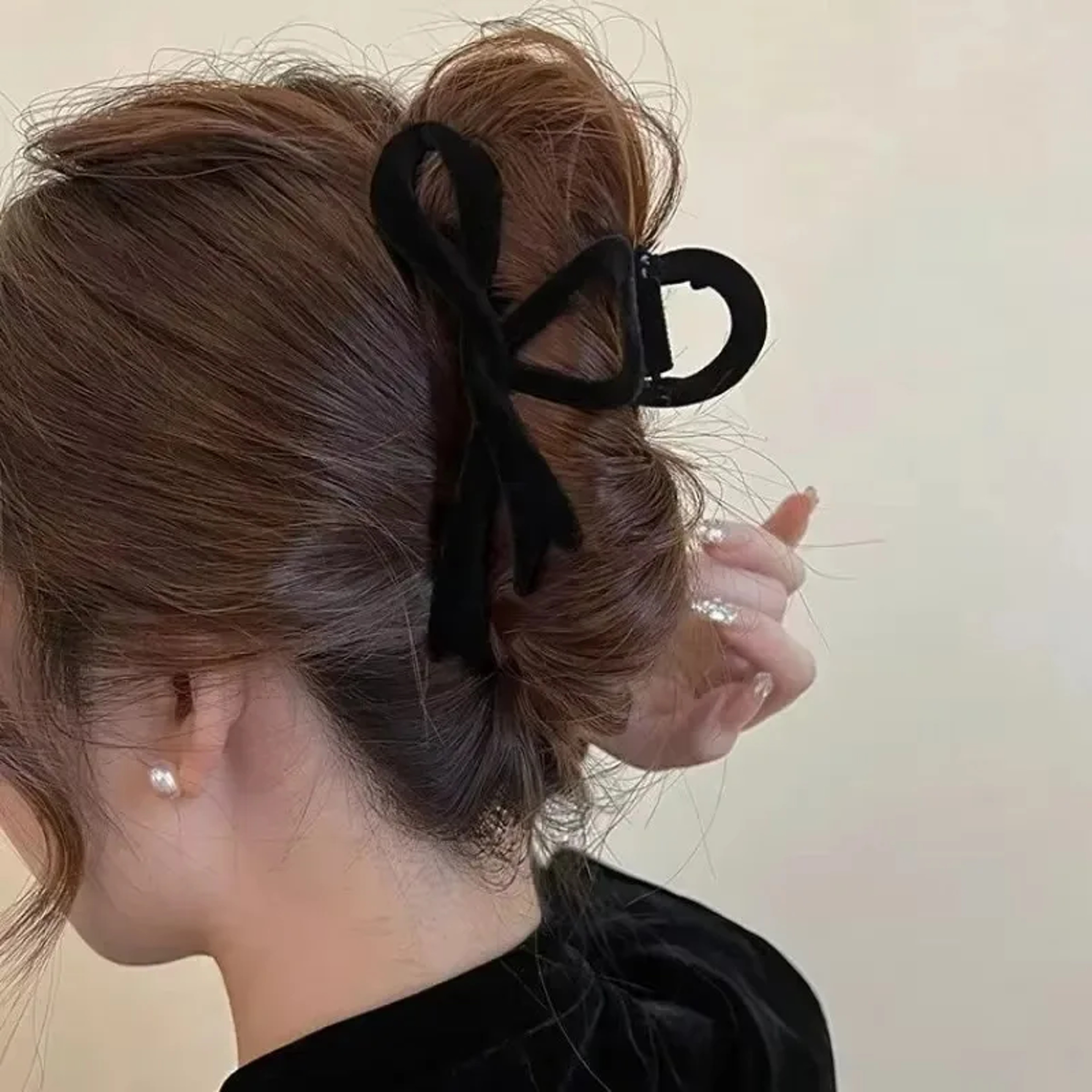 Red Velvet Bow Hair Clip for Women | Elegant Winter Hair Claw Clip | French Hairpin Gift Accessory – view 3