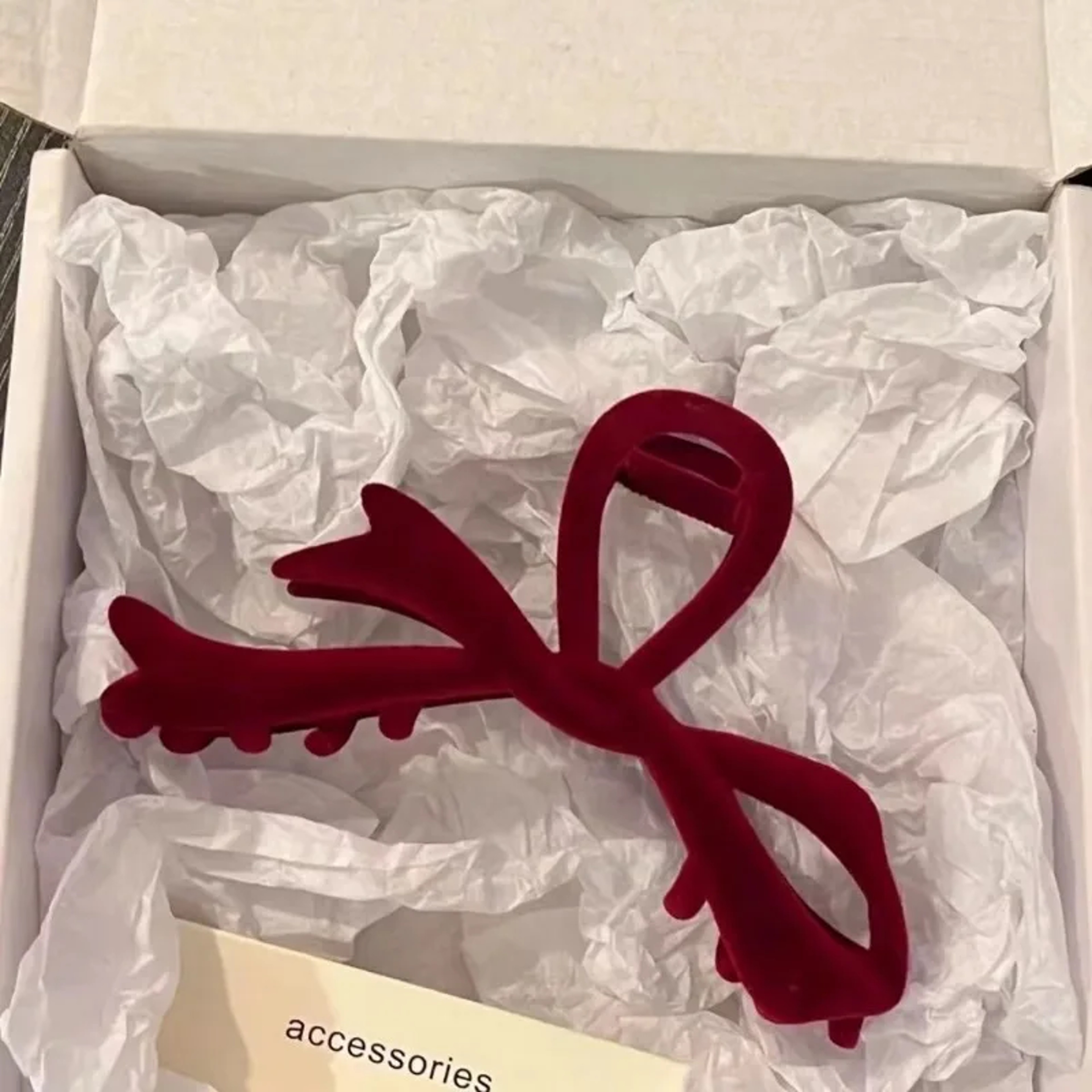 Red Velvet Bow Hair Clip for Women | Elegant Winter Hair Claw Clip | French Hairpin Gift Accessory – view 6