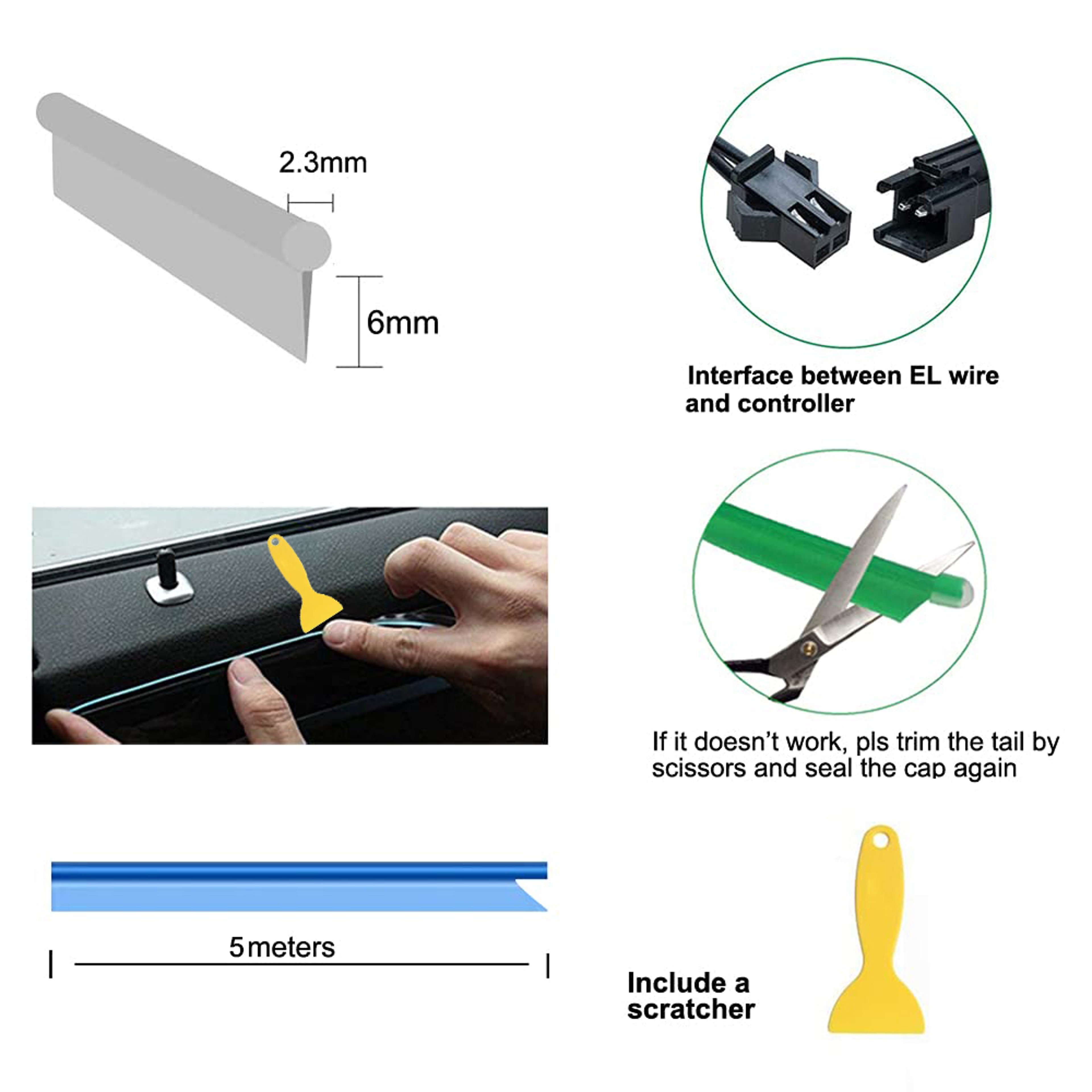 Car Interior LED Strip Light  Flexible USB Ambient Light For Auto DIY Neon Decorative Lamp 3