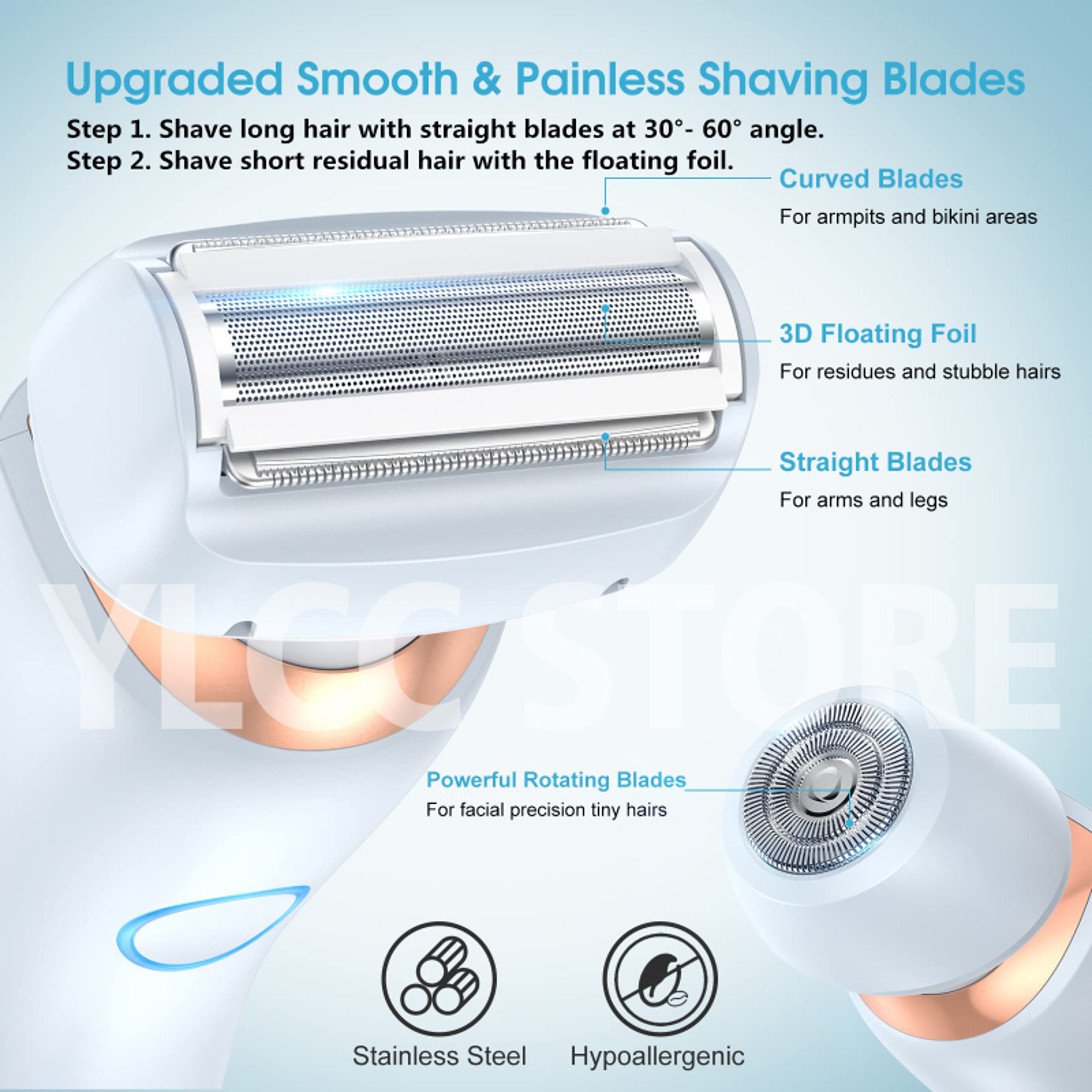 Electric Razor for Women  Waterproof Trimmer for Face, Underarms, Legs, and Body Hair Removal – view 4