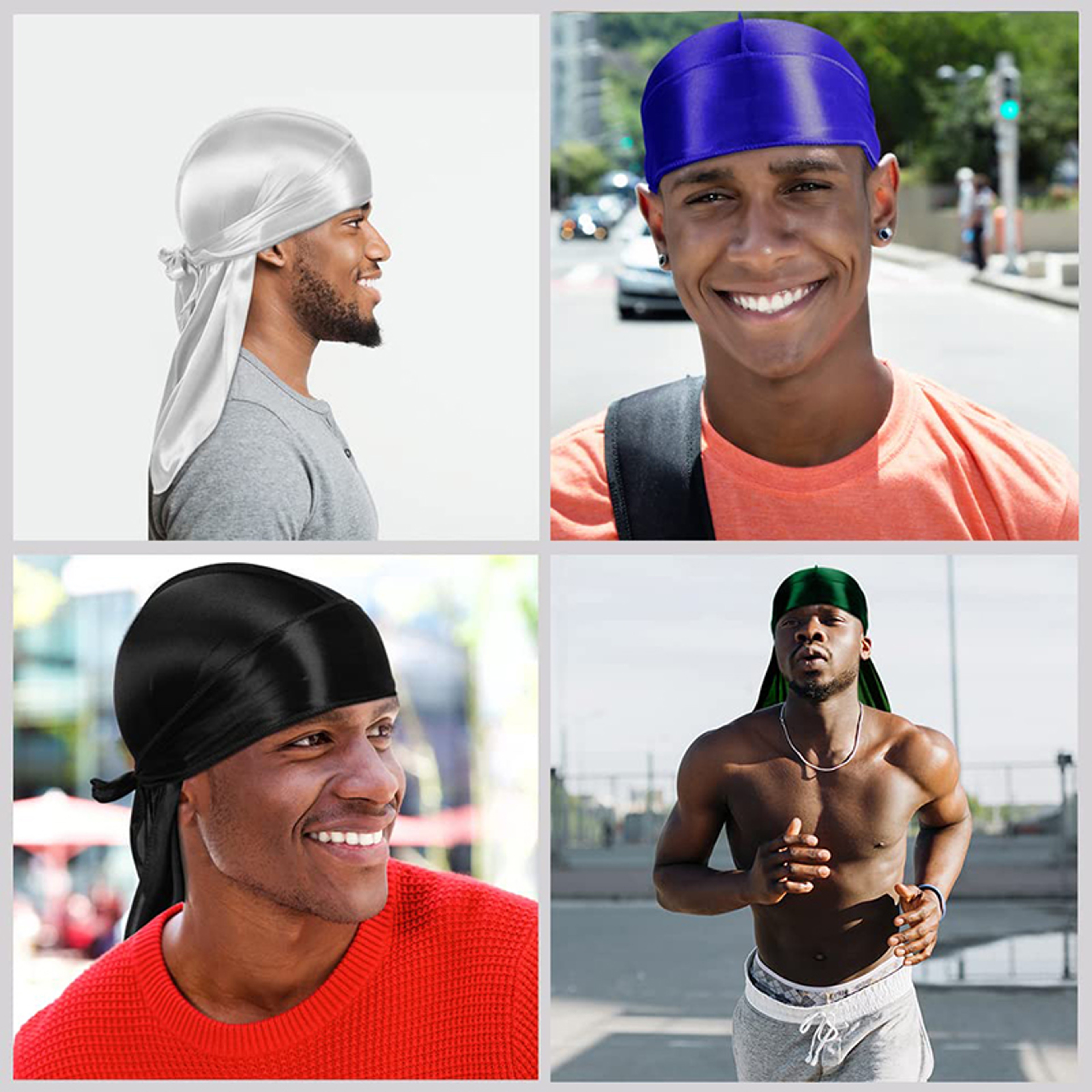 Premium Satin Durag Wave Cap with Long Tail Silky Hair Protection Headwrap – view 3