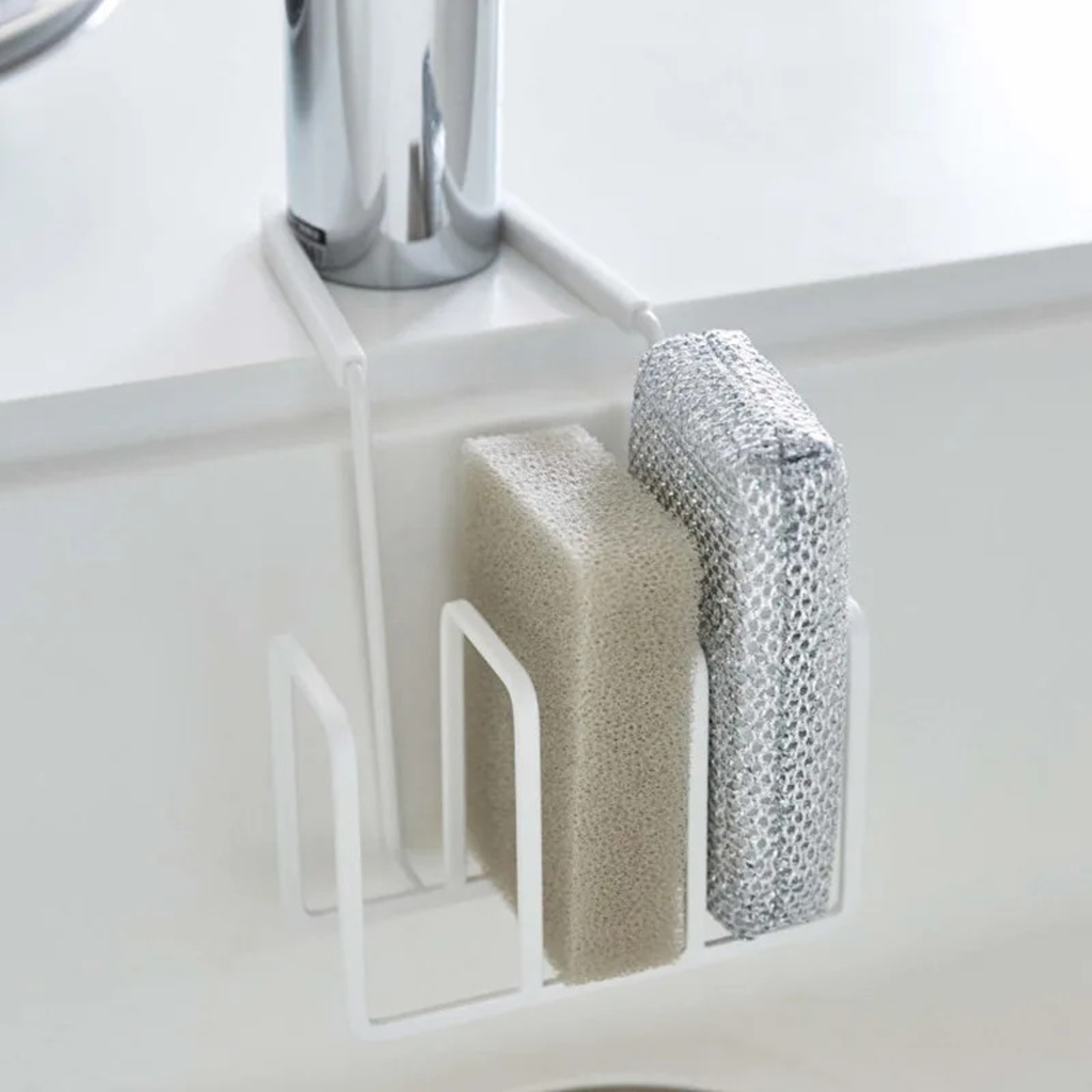 Kitchen Faucet Drain Rack – Steel Wire Sponge Storage & Hanging Basket Rack – view 1