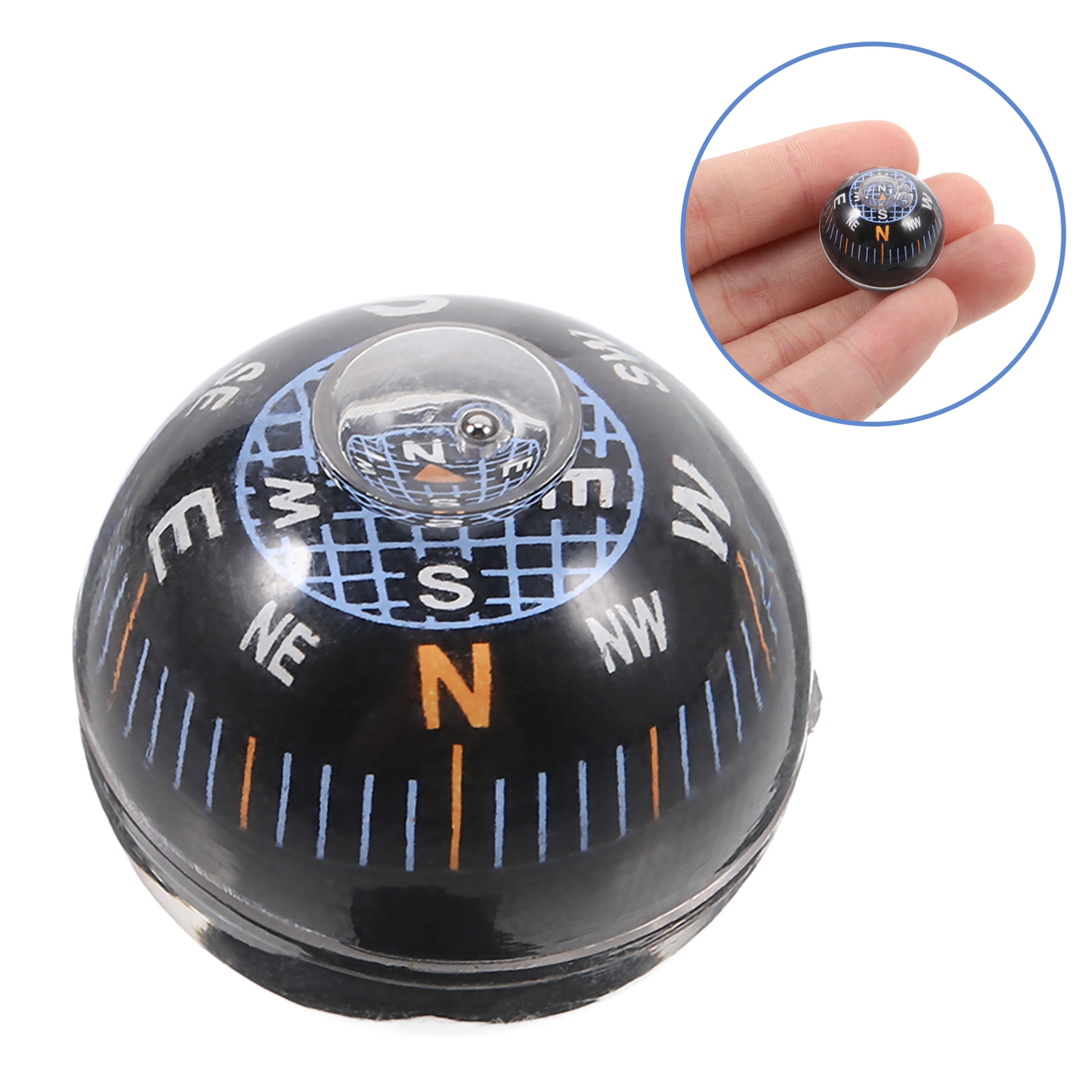 Durable Mini Car & Motorcycle Dashboard Compass Watch for Kids | Black Spherical Guide Ball | Ideal for Automotive – view 1