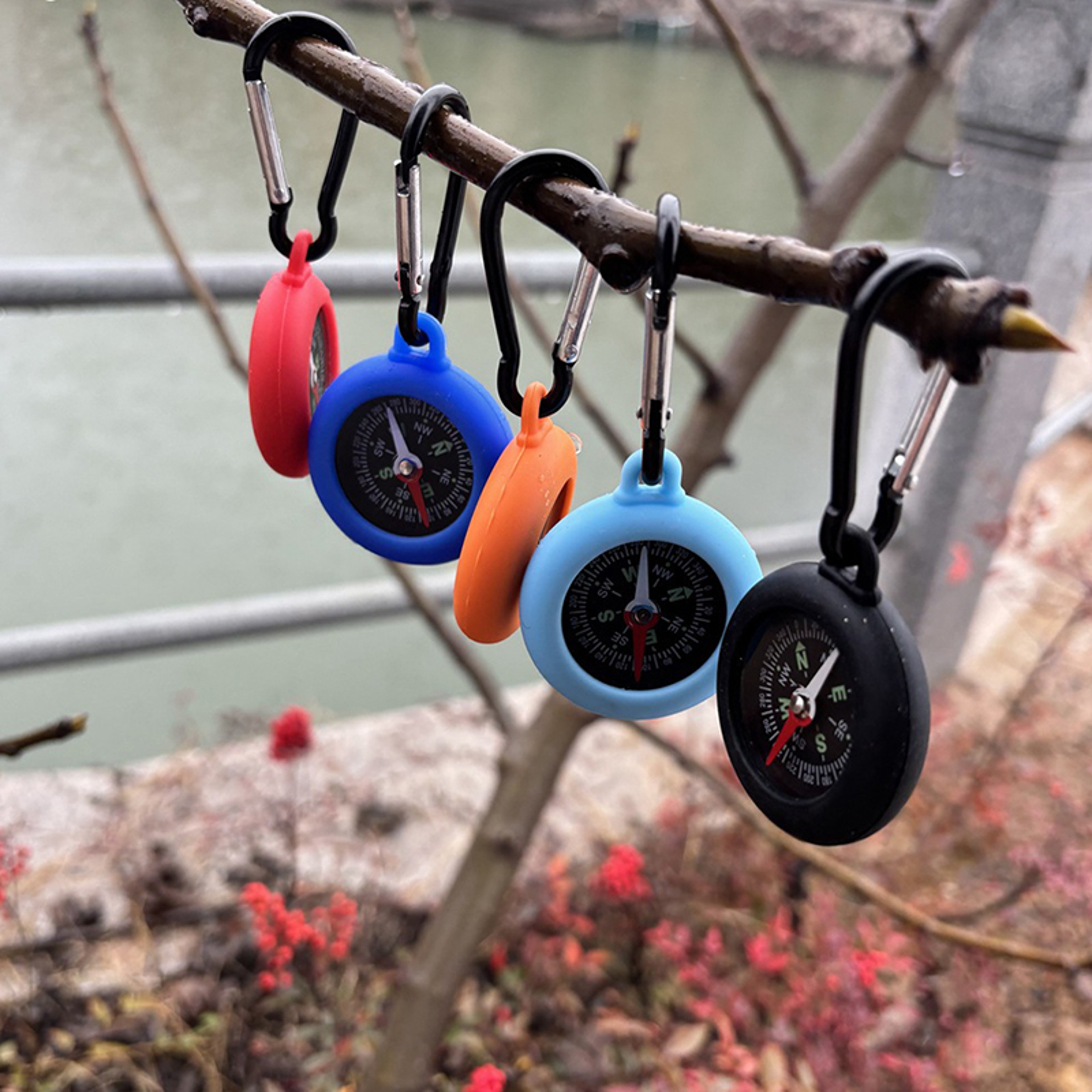 Survival Compass With Carabiner Clip  Silicone Field Compass For Camping  Outdoor Adventures 1